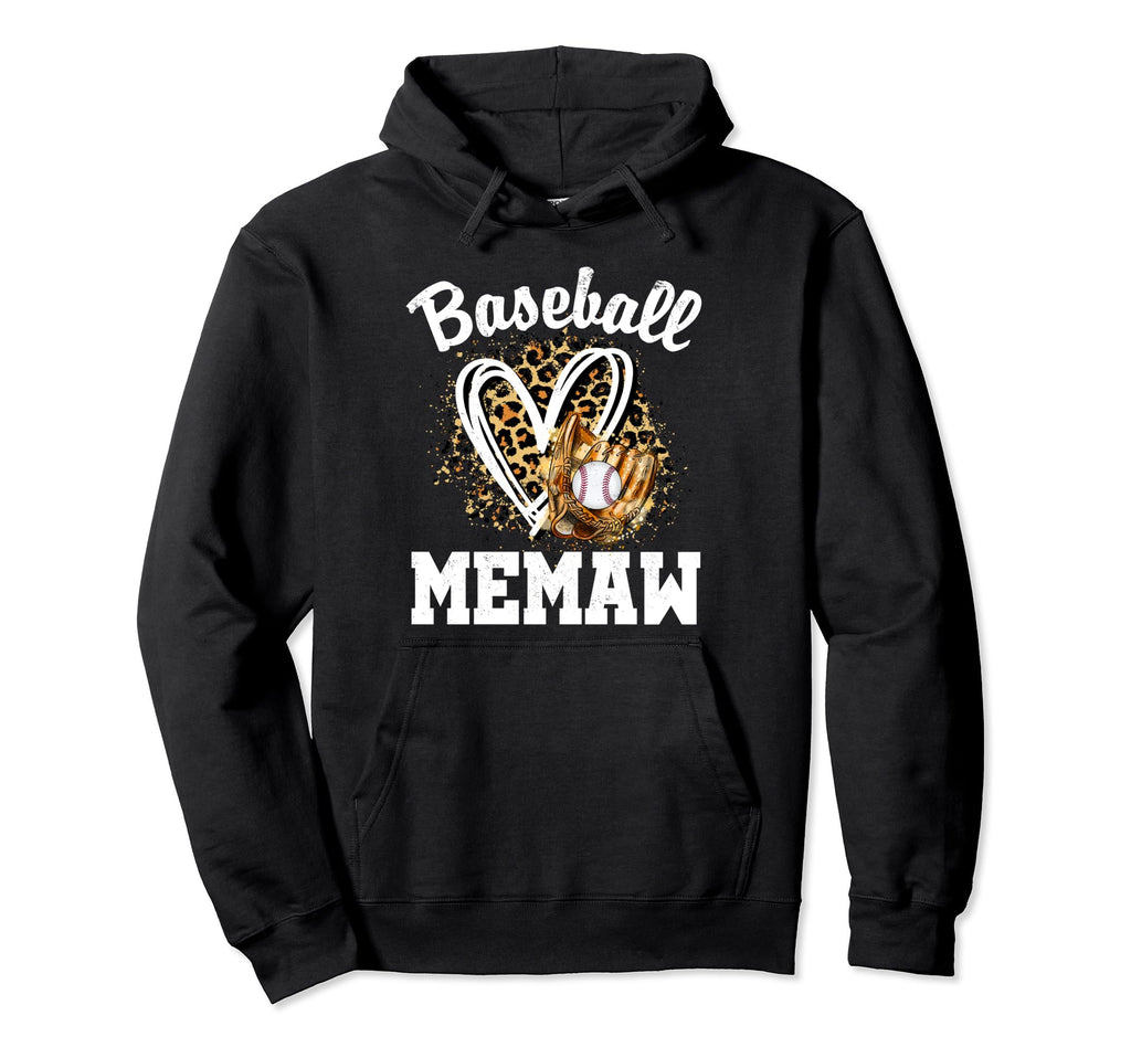 Baseball Memaw Leopard Heart Matching Family Hoodie - Trendy Graphic Unisex - T-Shirt, Sweatshirt, Hoodie