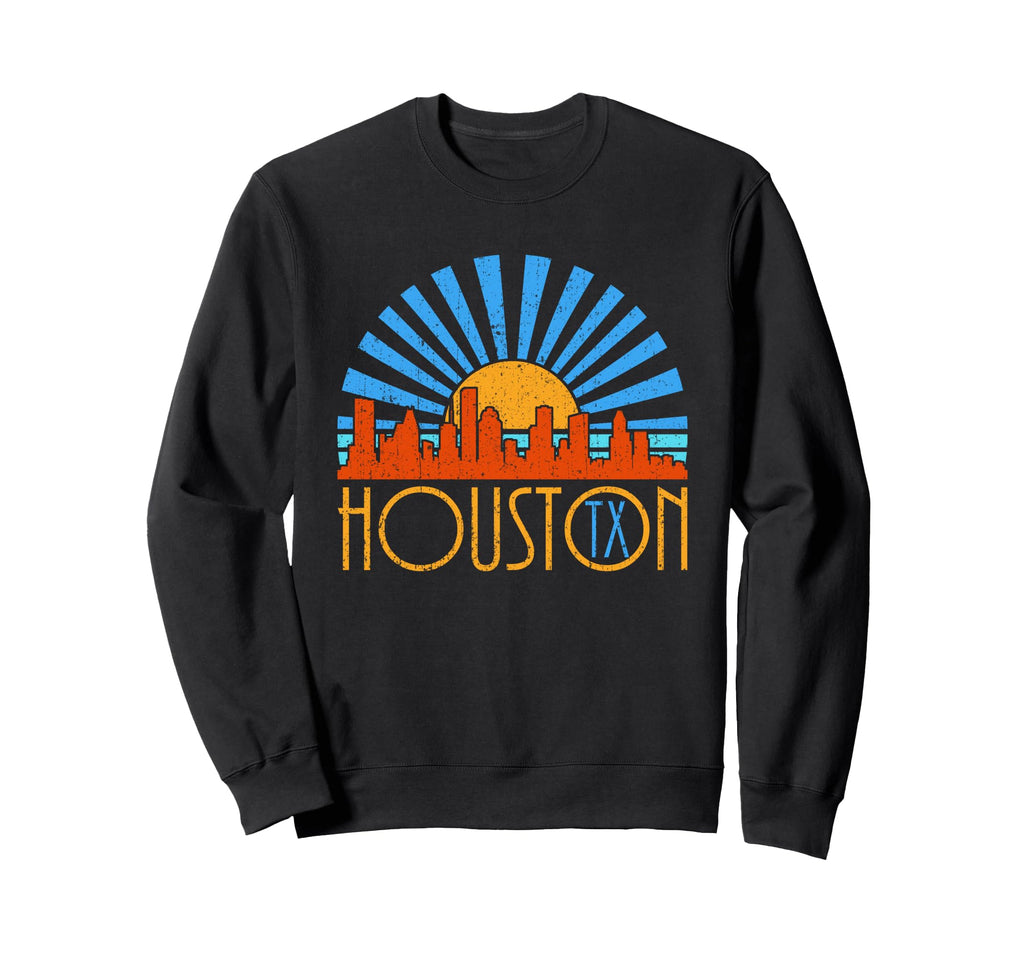 Houton Texas Tx Sunset Sweatshirt - Fun Novelty Design for Adults - T-Shirt, Sweatshirt, Hoodie