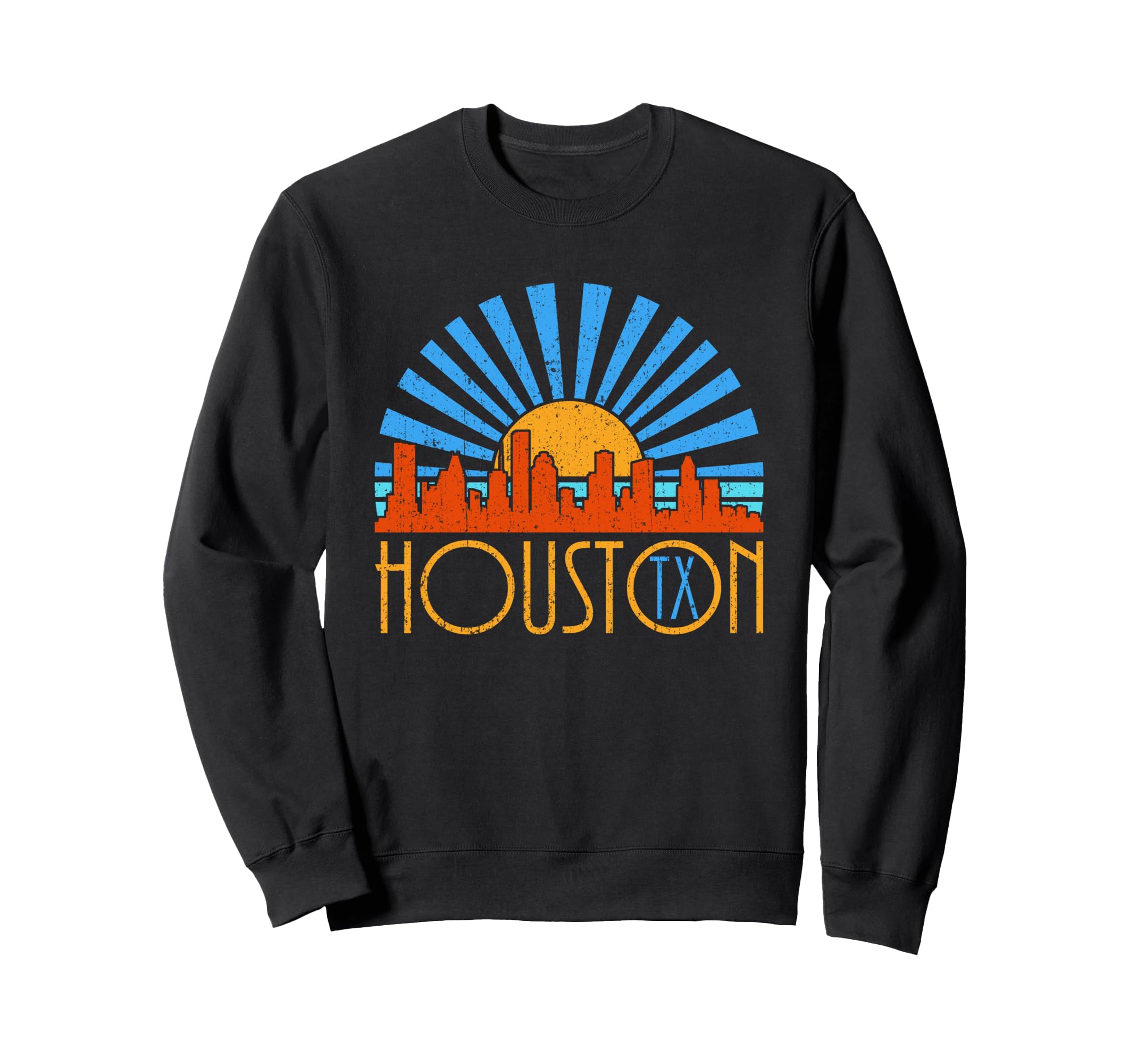 Houton Texas Tx Sunset Sweatshirt - Fun Novelty Design for Adults - T-Shirt, Sweatshirt, Hoodie