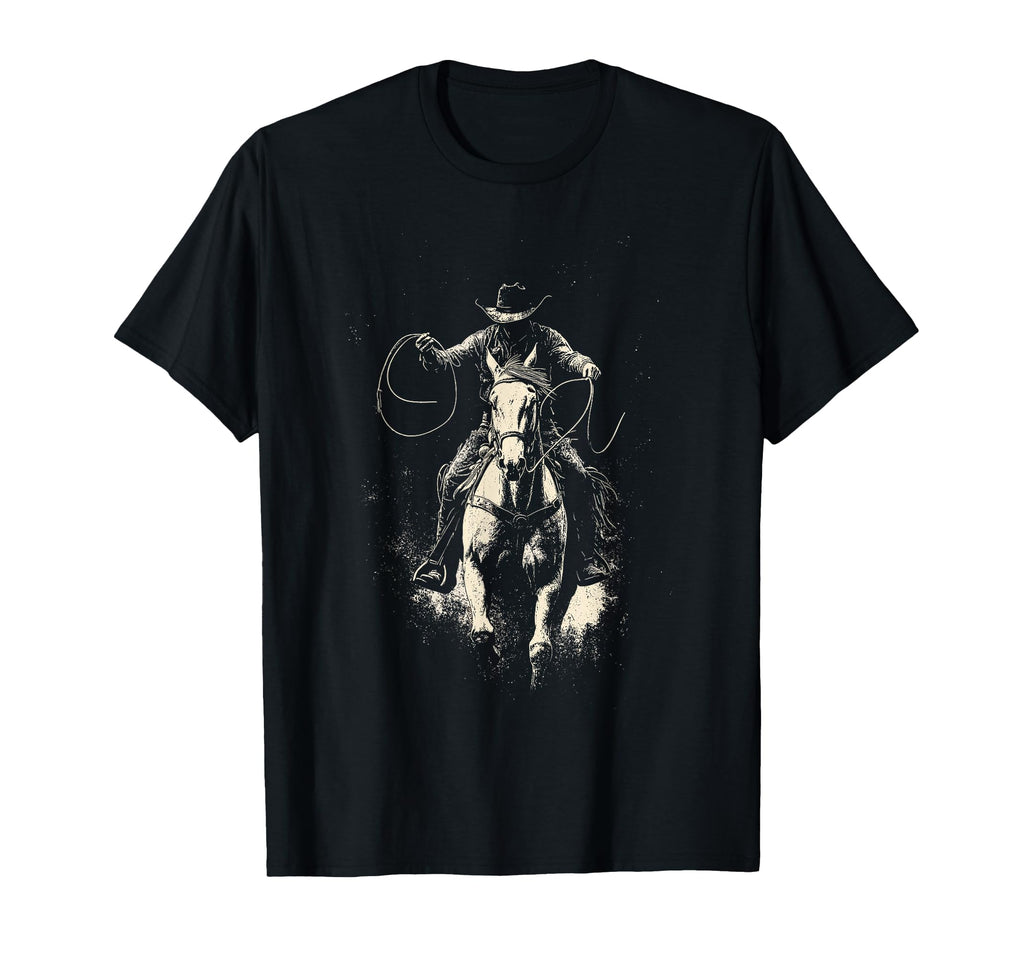 Rodeo Cowboy Dark Western Horse Art T-Shirt - Novelty Apparel for Adults - T-Shirt, Sweatshirt, Hoodie