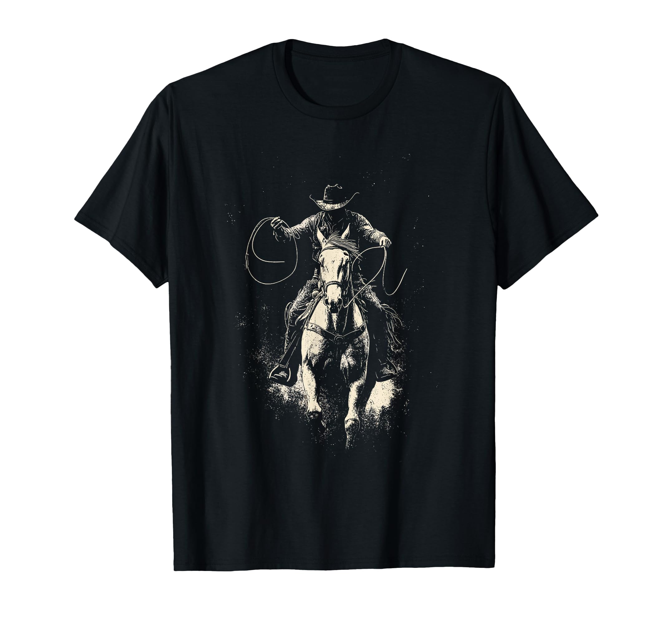 Rodeo Cowboy Dark Western Horse Art T-Shirt - Novelty Apparel for Adults - T-Shirt, Sweatshirt, Hoodie