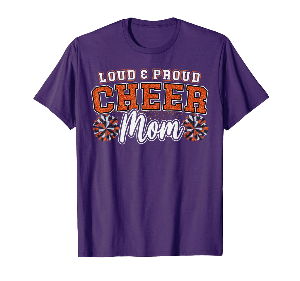 Loud Proud Cheer Mom Orange Pom Poms T-Shirt - Novelty Apparel for Adults - T-Shirt, Sweatshirt, Hoodie