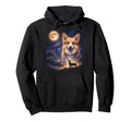 90S Corgi Howling Moon Y2K Aesthetic Hoodie - Fun Novelty Design Men Women - T-Shirt, Sweatshirt, Hoodie