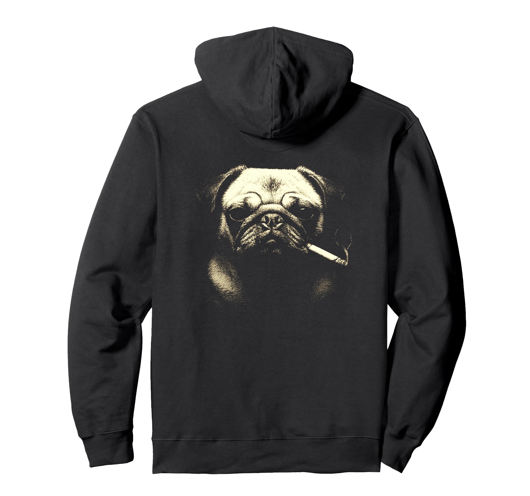 Pug Smoking Cigarette Y2K Grunge Meme Hoodie - Aesthetic Graphic Unisex - T-Shirt, Sweatshirt, Hoodie