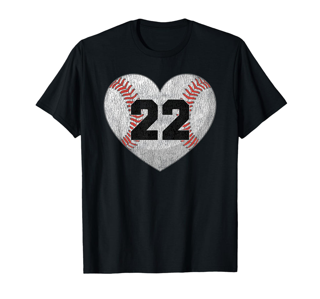 Baseball Number 22 Distressed Heart T-Shirt - Aesthetic Graphic Unisex - T-Shirt, Sweatshirt, Hoodie
