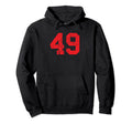 Number 49 Sports Jersey Red Distressed Hoodie - Streetwear Style Unisex - T-Shirt, Sweatshirt, Hoodie