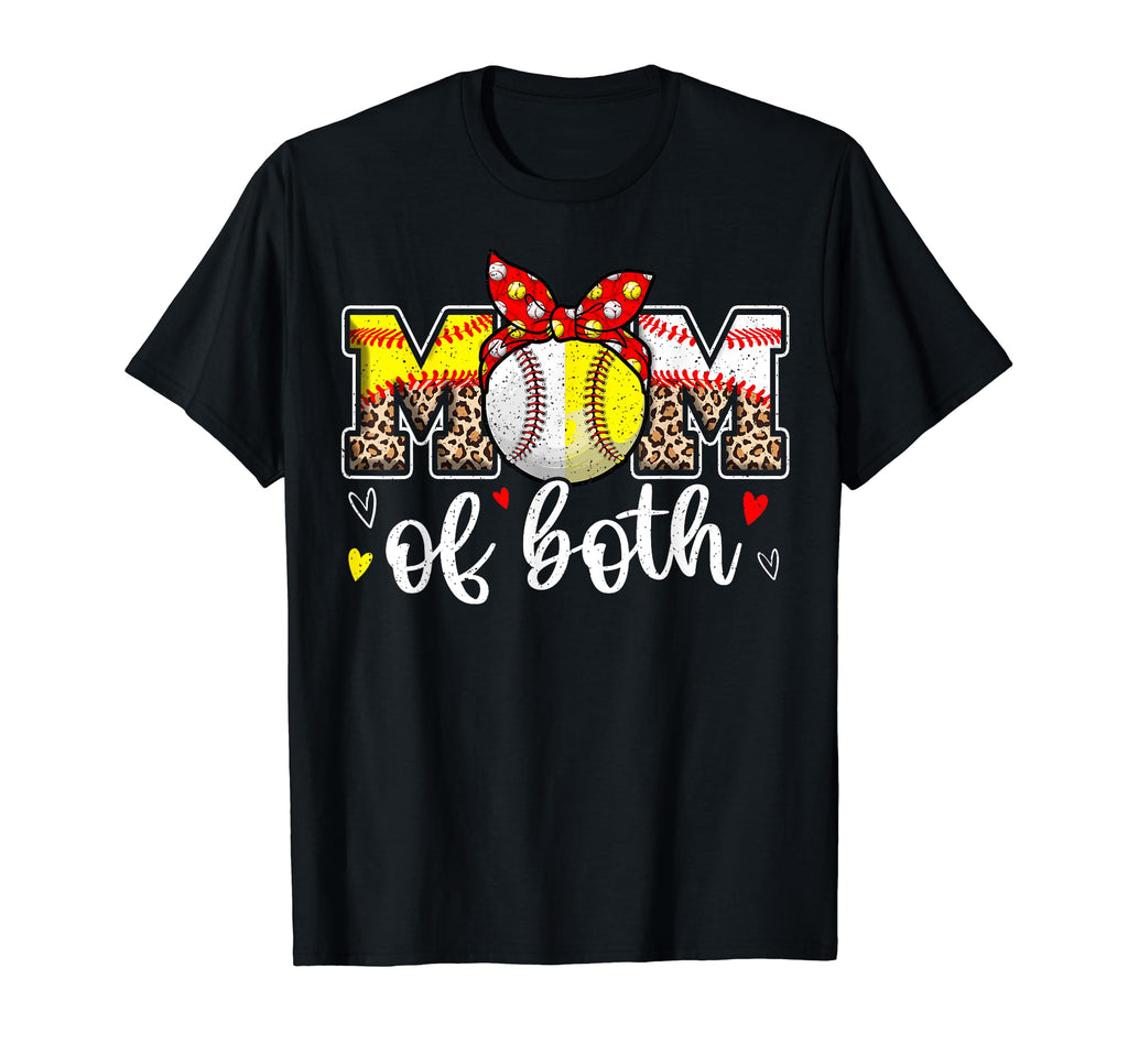 Mom Both Leopard Game Day Baseball T-Shirt - Novelty Apparel Men Women - T-Shirt, Sweatshirt, Hoodie