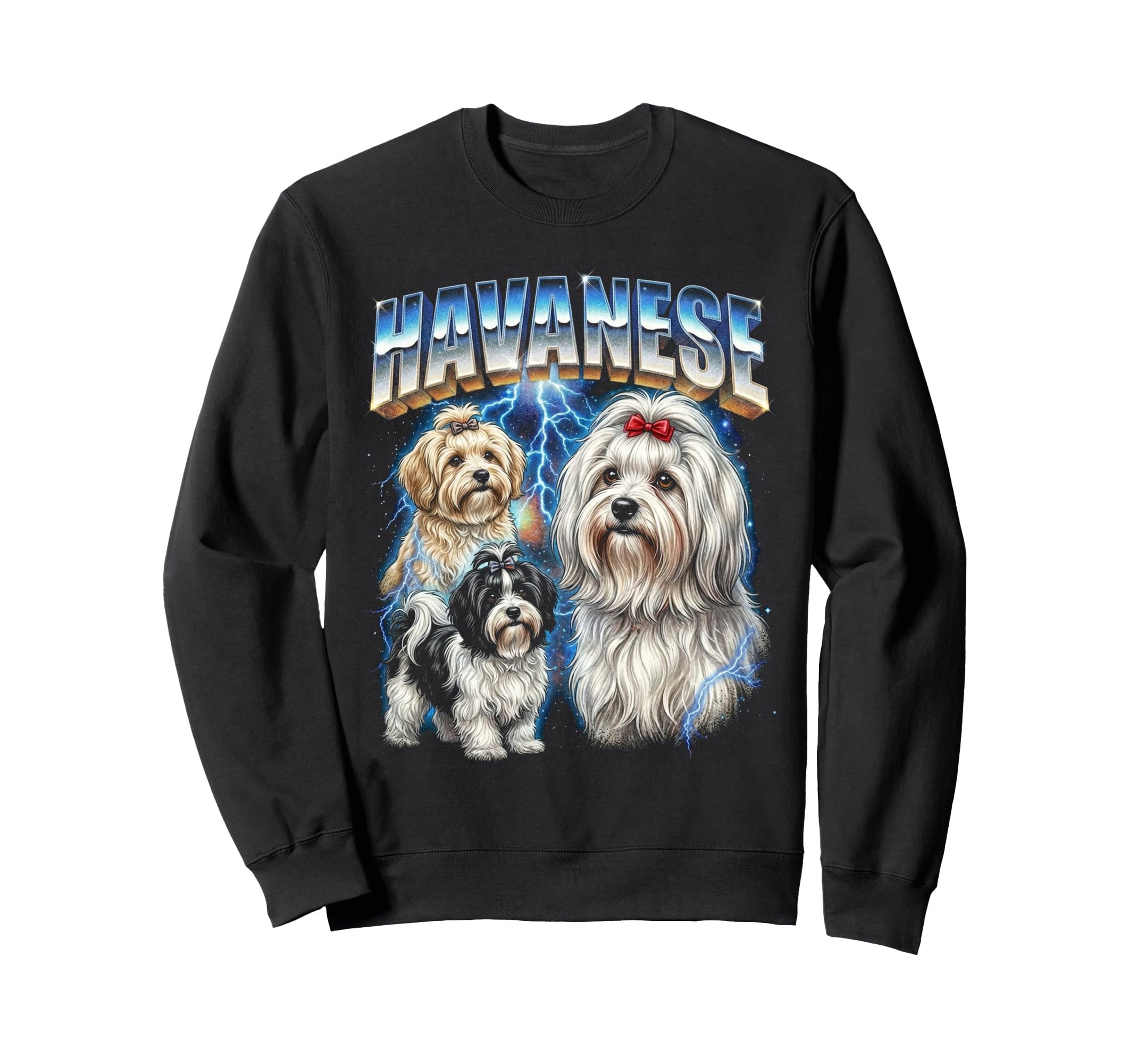 Havanese 80S Dog Lover Funny 90S Sweatshirt - Graphic Print for Adults - T-Shirt, Sweatshirt, Hoodie
