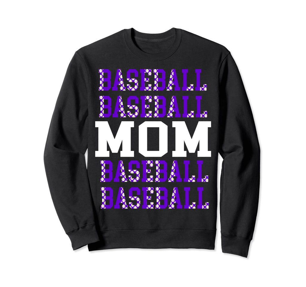 Baseball Mom Repeating Purple Sweatshirt - Aesthetic Graphic for Adults - T-Shirt, Sweatshirt, Hoodie
