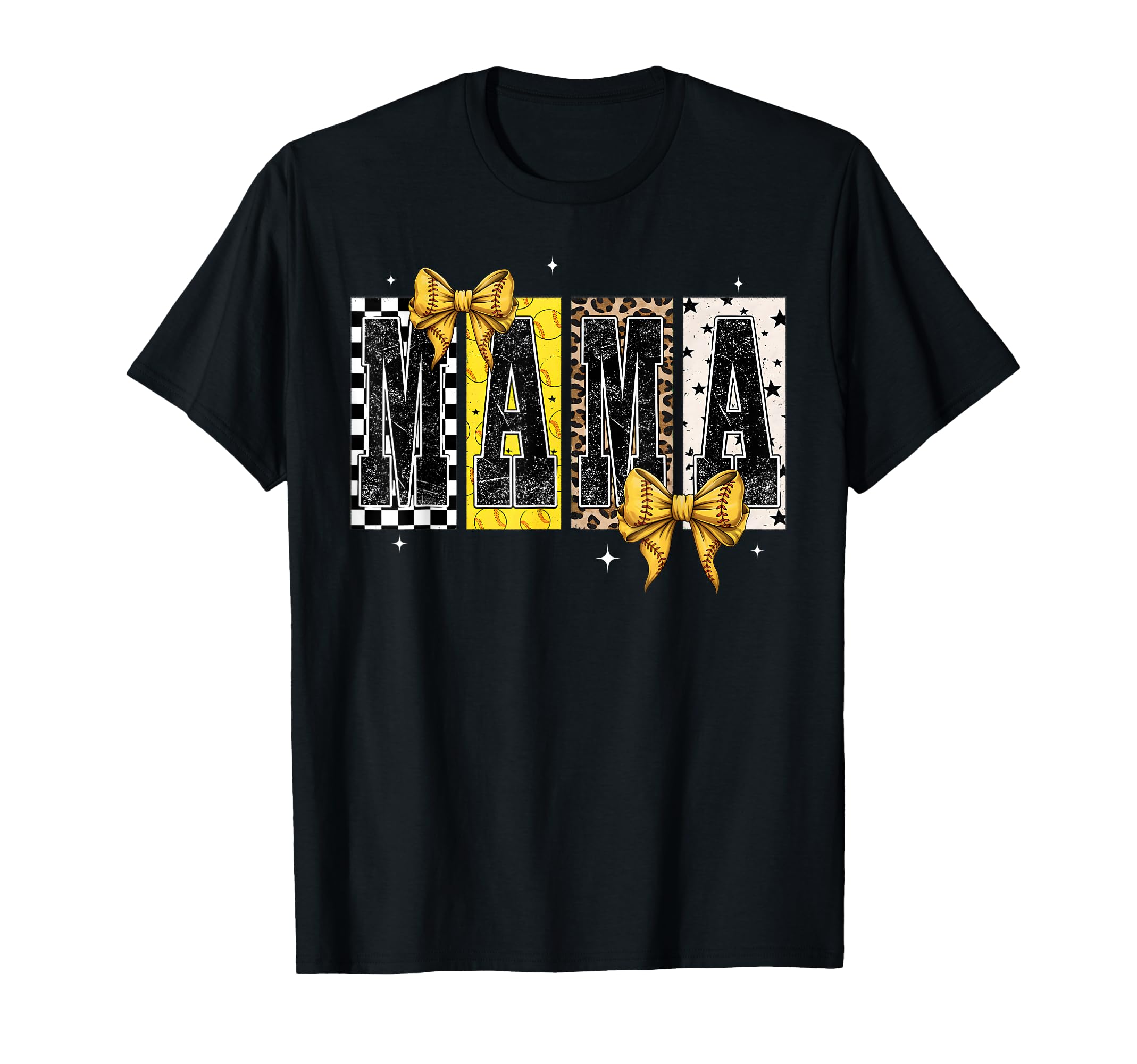 Softball Mama Leopard Coquette Bow Game T-Shirt - Novelty Apparel Unisex - T-Shirt, Sweatshirt, Hoodie
