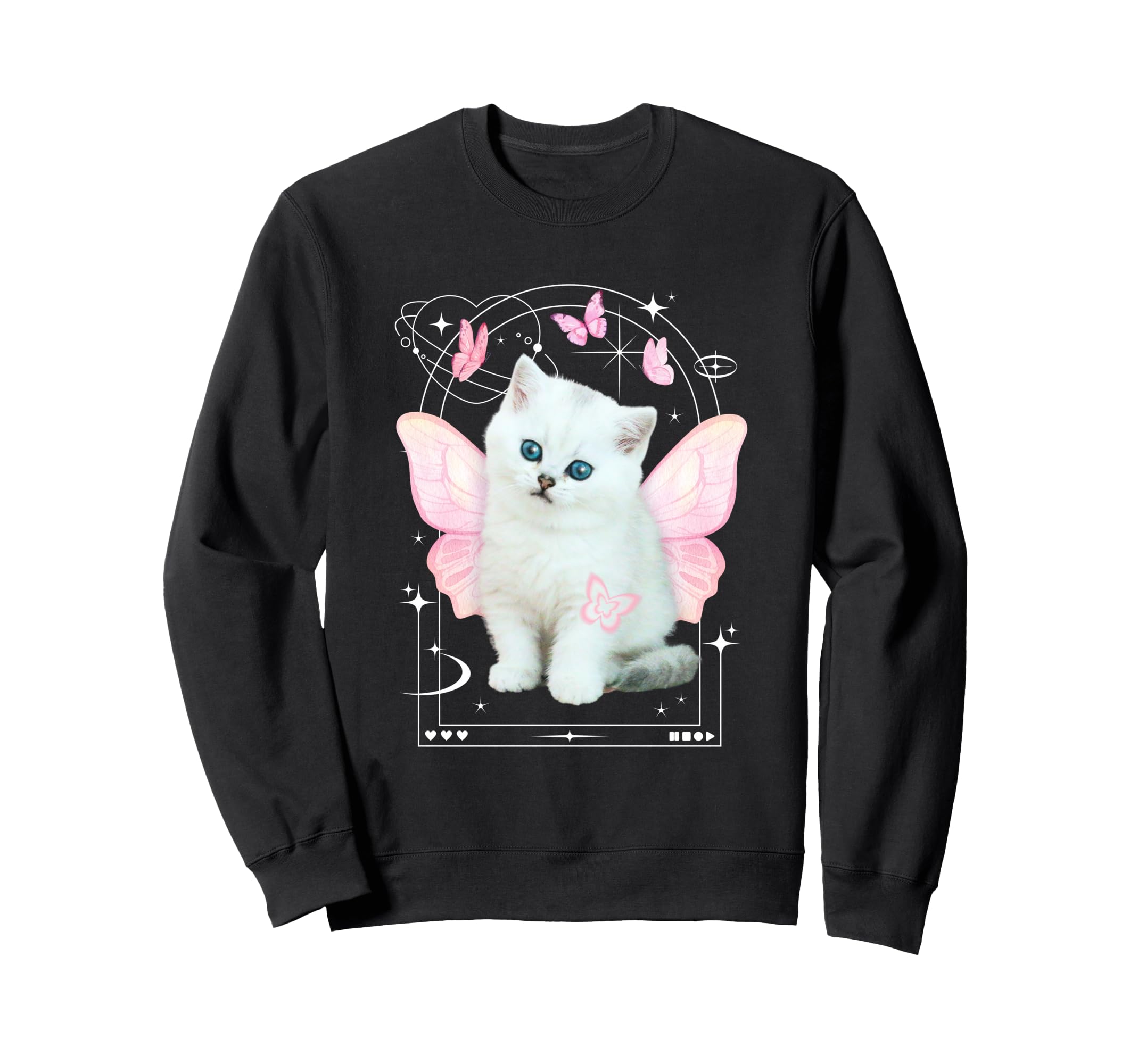 Y2K Aesthetic Cat Butterfly Fairy Sweatshirt - Graphic Print Men Women - T-Shirt, Sweatshirt, Hoodie