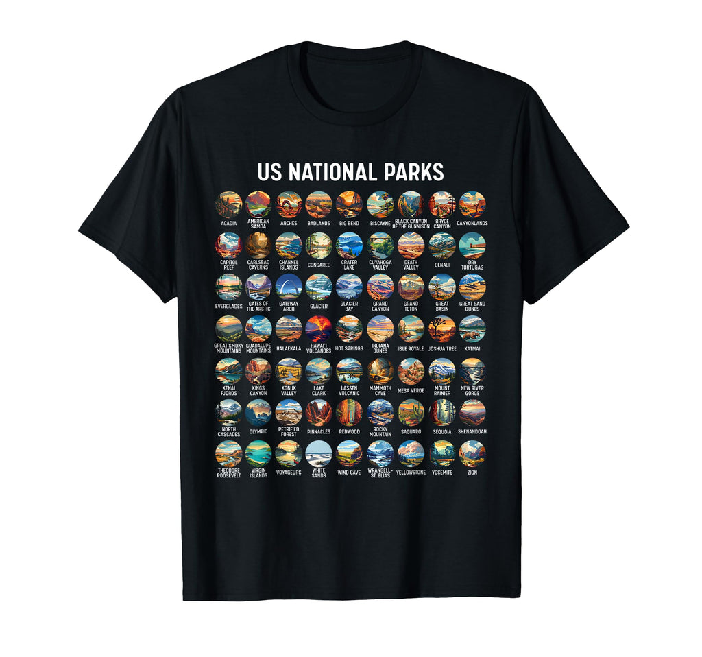 All Us National Park Checklist T-Shirt - Aesthetic Graphic for Adults - T-Shirt, Sweatshirt, Hoodie