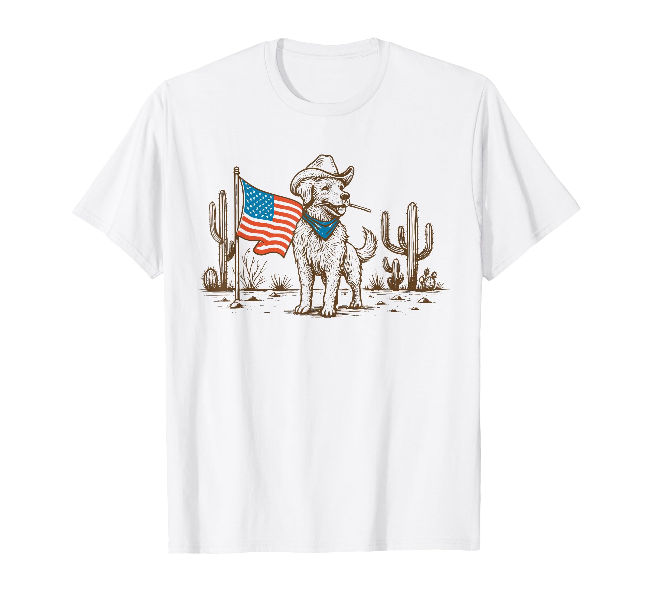 Western Patriotic Cowboy Dog T-Shirt - Casual Everyday Wear Unisex - T-Shirt, Sweatshirt, Hoodie