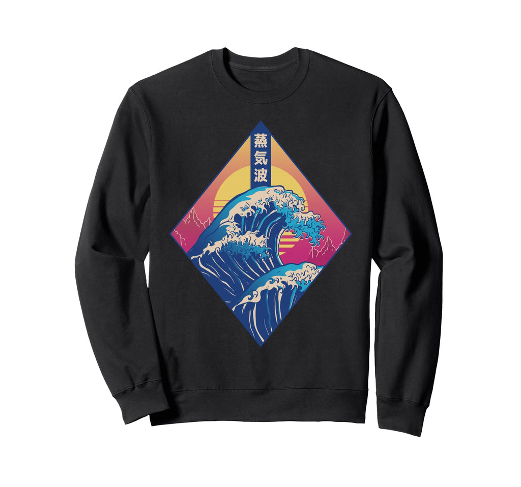 Great Wave Japanese Vaporwave 90S Sweatshirt - Aesthetic Graphic Men Women - T-Shirt, Sweatshirt, Hoodie