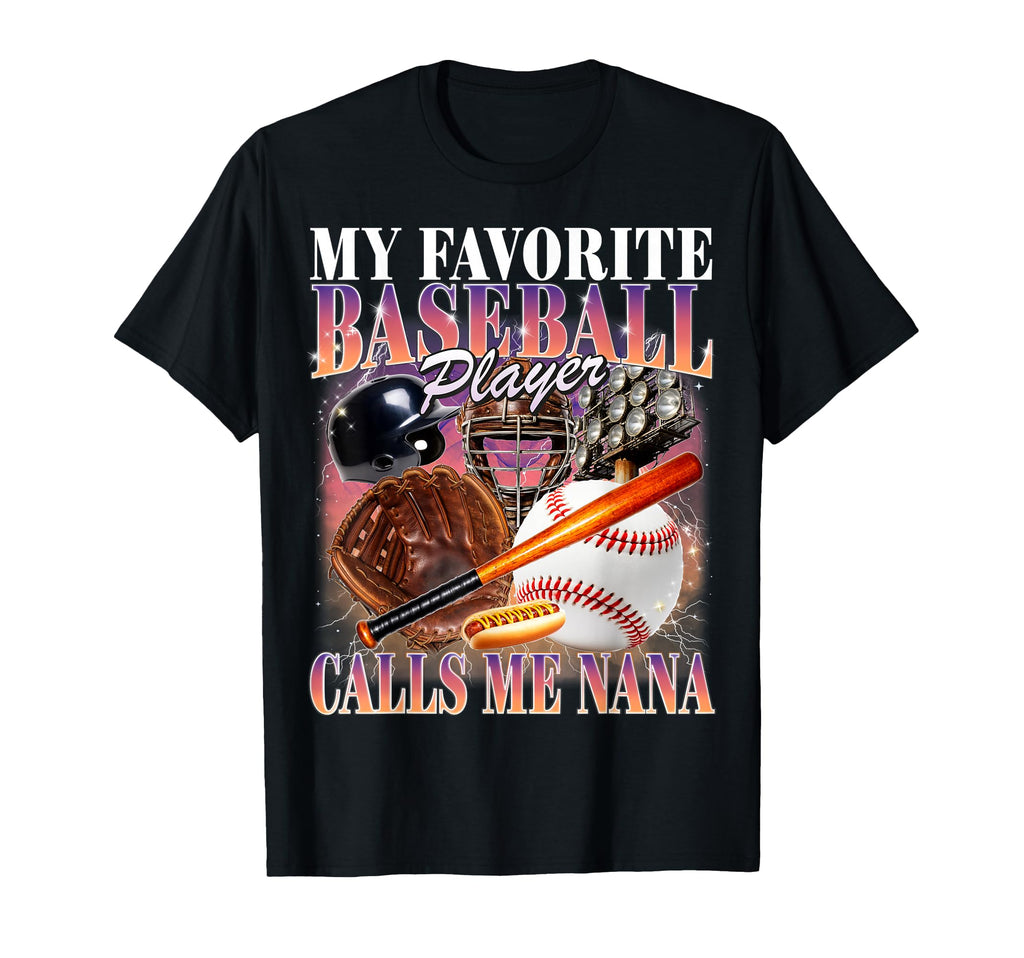 Baseball Player Calls Me Nana Bootleg T-Shirt - Minimalist Print Men Women - T-Shirt, Sweatshirt, Hoodie