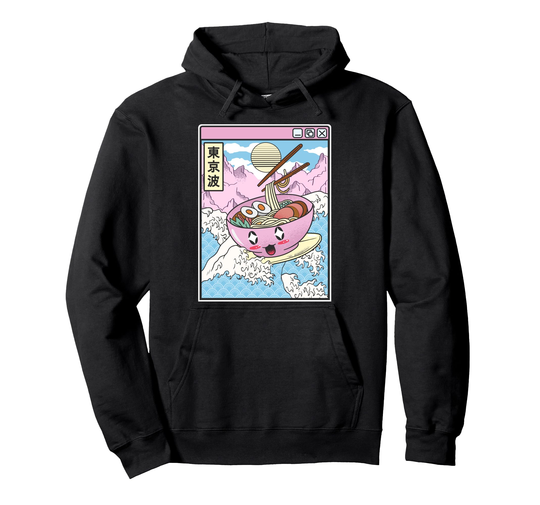 Surfing Ramen Bowl Japanese Waves Anime Hoodie - Unique Graphic for Adults - T-Shirt, Sweatshirt, Hoodie