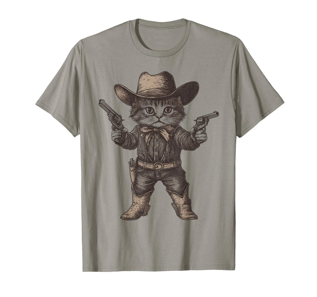 Cat Cowboy Hat Funny Western Kitten T-Shirt - Unique Graphic for Adults - T-Shirt, Sweatshirt, Hoodie