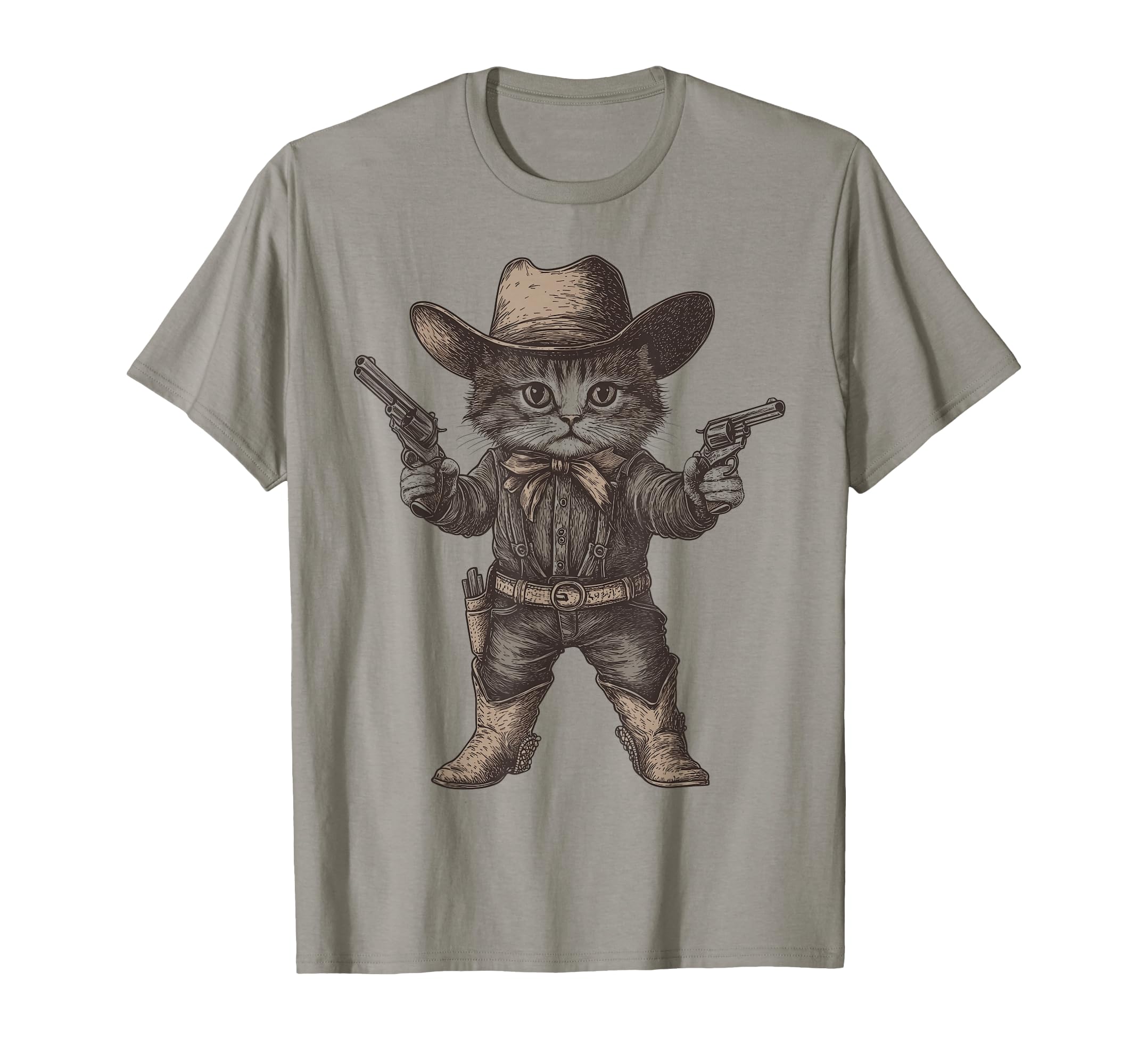 Cat Cowboy Hat Funny Western Kitten T-Shirt - Unique Graphic for Adults - T-Shirt, Sweatshirt, Hoodie