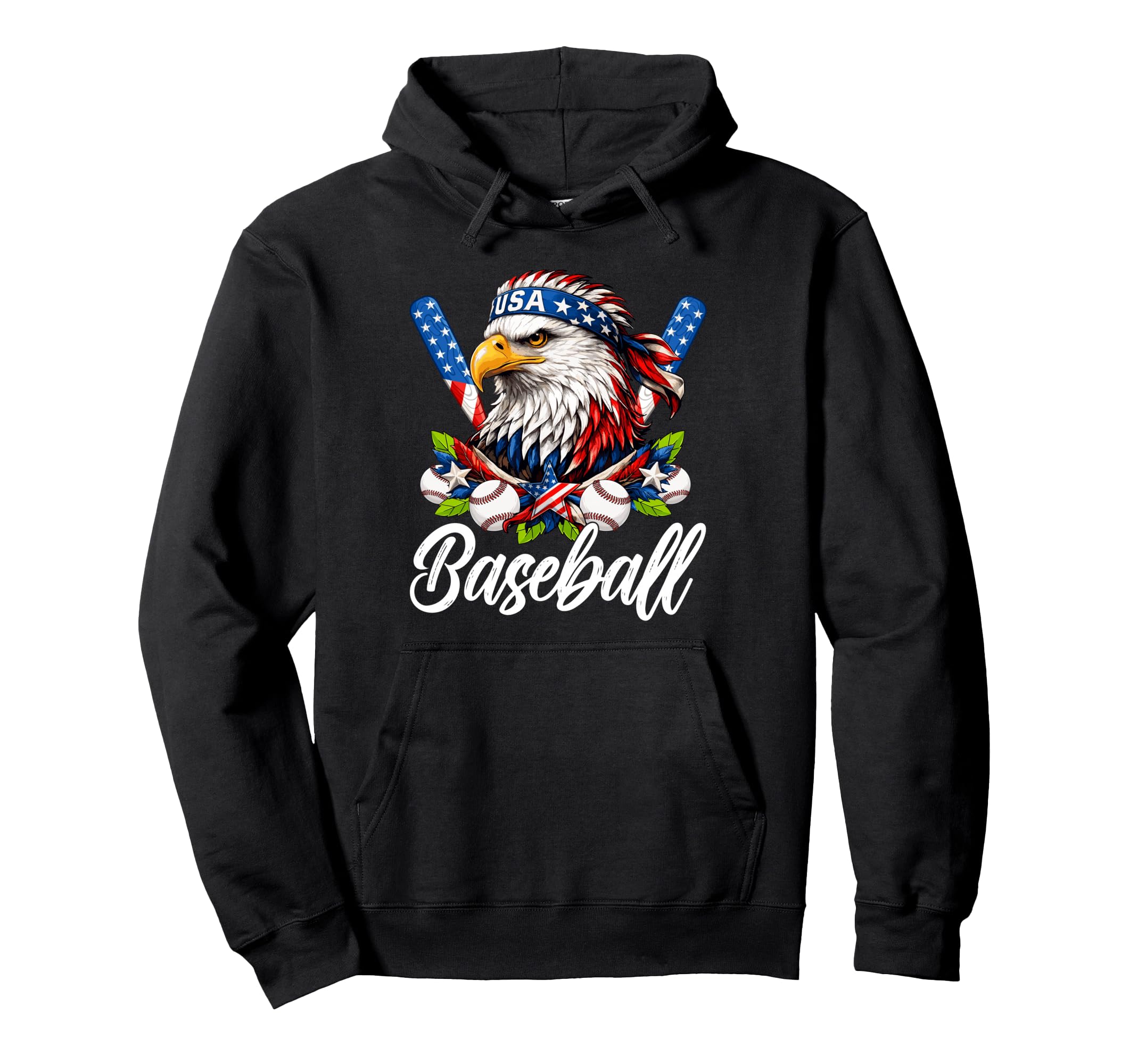 4Th July Baseball Lovers Eagle Usa Flag Hoodie - Unique Graphic for Adults - T-Shirt, Sweatshirt, Hoodie