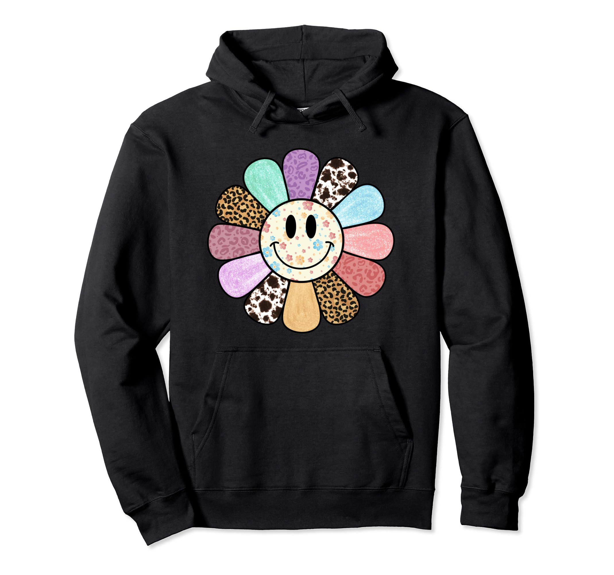 Happy Wildflower Floral Leopard Boho Hoodie - Novelty Apparel Men Women - T-Shirt, Sweatshirt, Hoodie