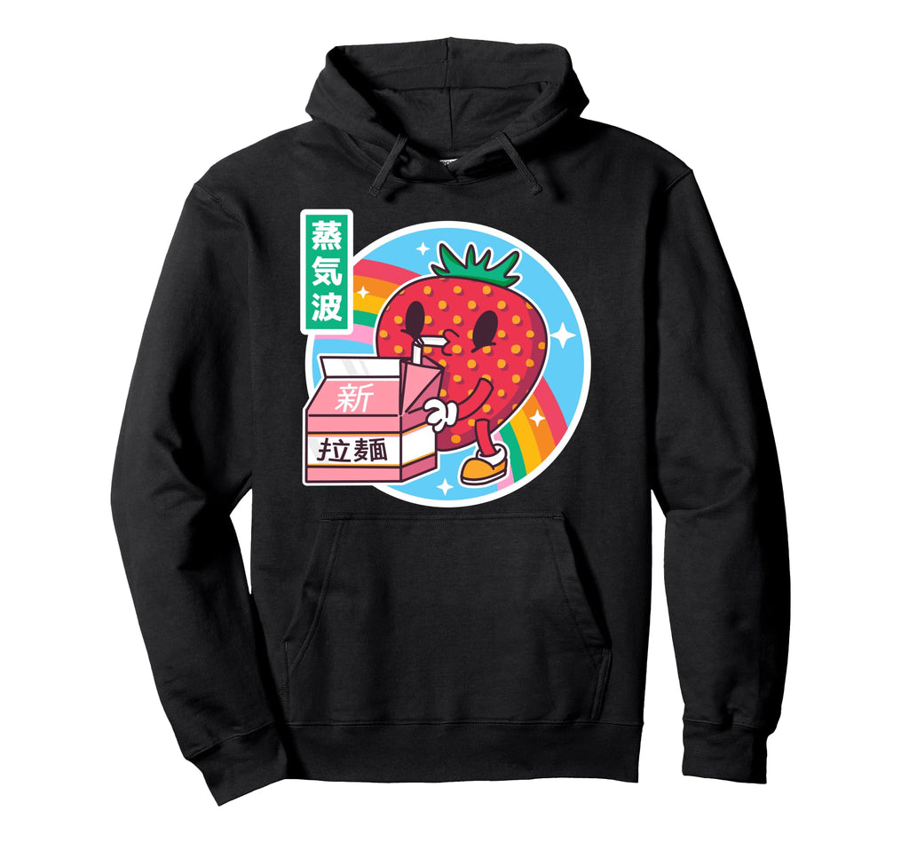 Strawberry Milk Rainbow Japan Otaku Hoodie - Minimalist Print for Adults - T-Shirt, Sweatshirt, Hoodie