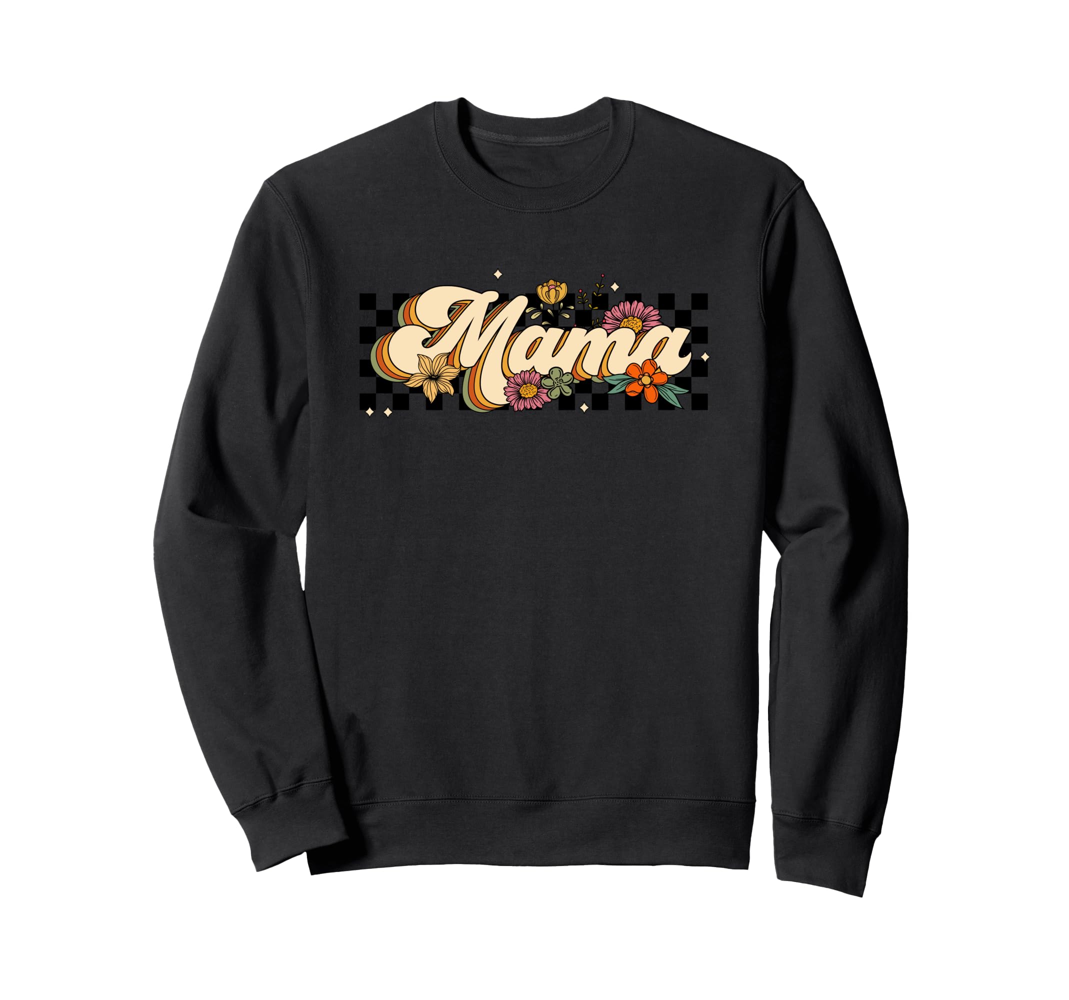 Mama Floral Checkered Pattern Sweatshirt - Trendy Graphic Unisex - T-Shirt, Sweatshirt, Hoodie