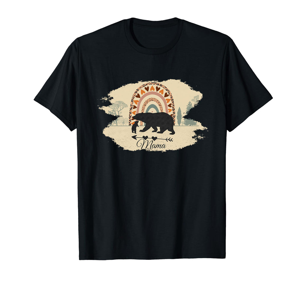 Mama Bear One Cub And Rainbow Boho Burnt T-Shirt - Custom Art Print Unisex - T-Shirt, Sweatshirt, Hoodie