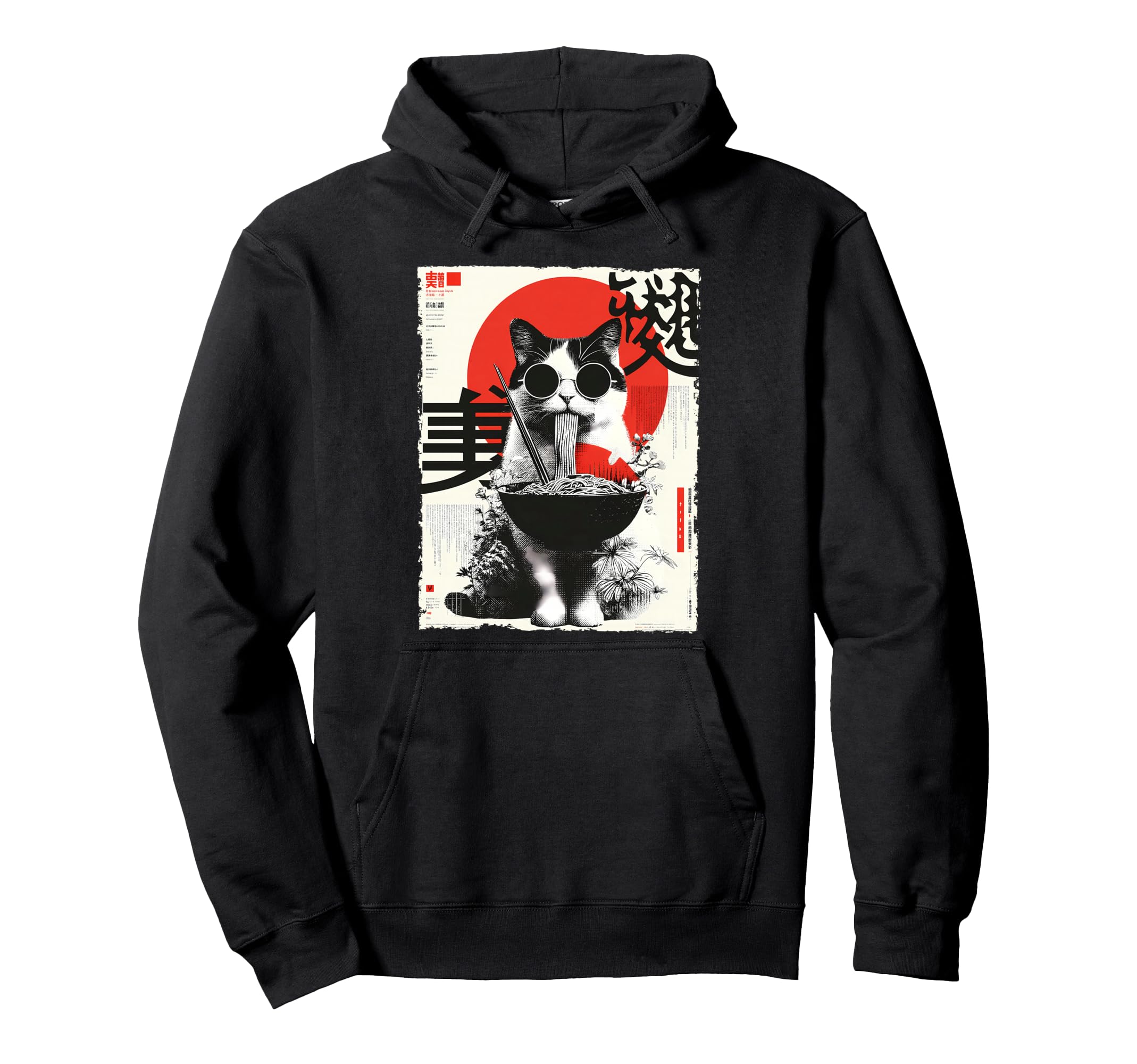 Cat Ramen Aesthetic Japanese Artwork Hoodie - Streetwear Style for Adults - T-Shirt, Sweatshirt, Hoodie