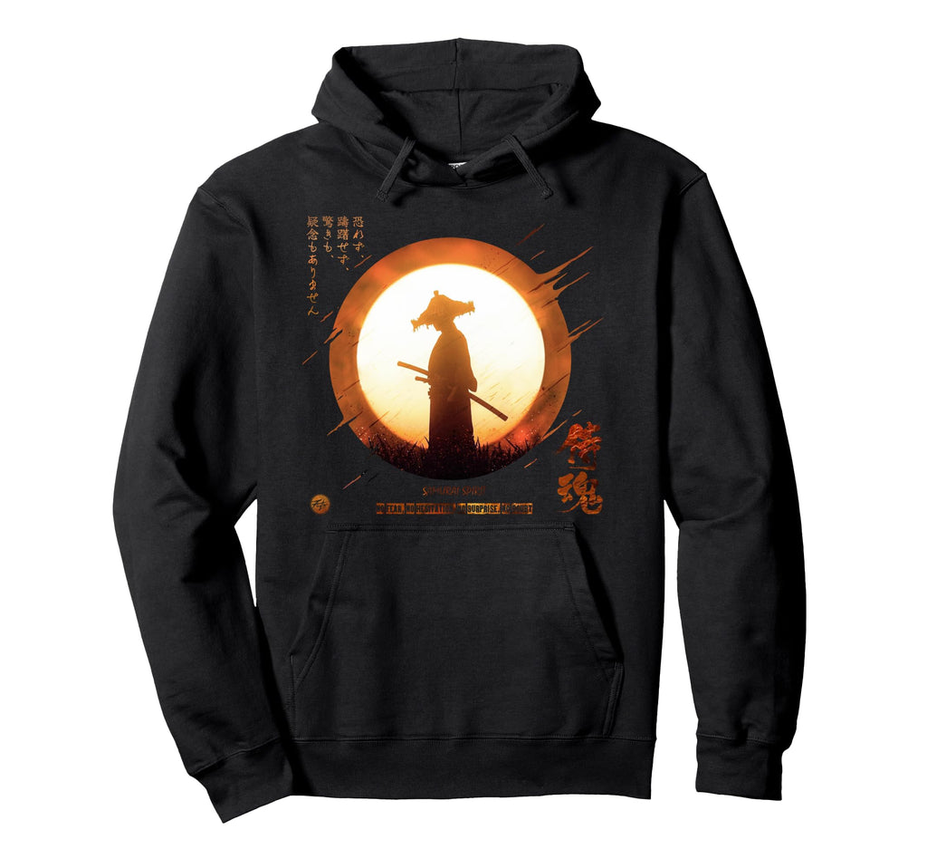 Japanese Samurai Sunset Vaporwave Hoodie - Streetwear Style Men Women - T-Shirt, Sweatshirt, Hoodie