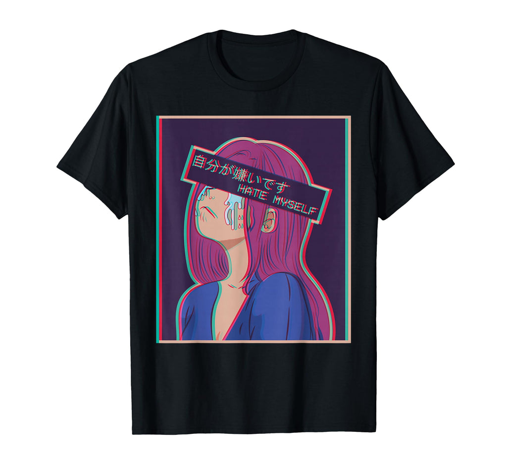Hate Myself Sad Anime Japanese T-Shirt - Casual Everyday Wear Unisex - T-Shirt, Sweatshirt, Hoodie