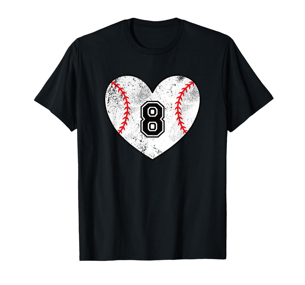 Baseball Heart Player 8 Baseball Mom T-Shirt - Trendy Graphic for Adults - T-Shirt, Sweatshirt, Hoodie