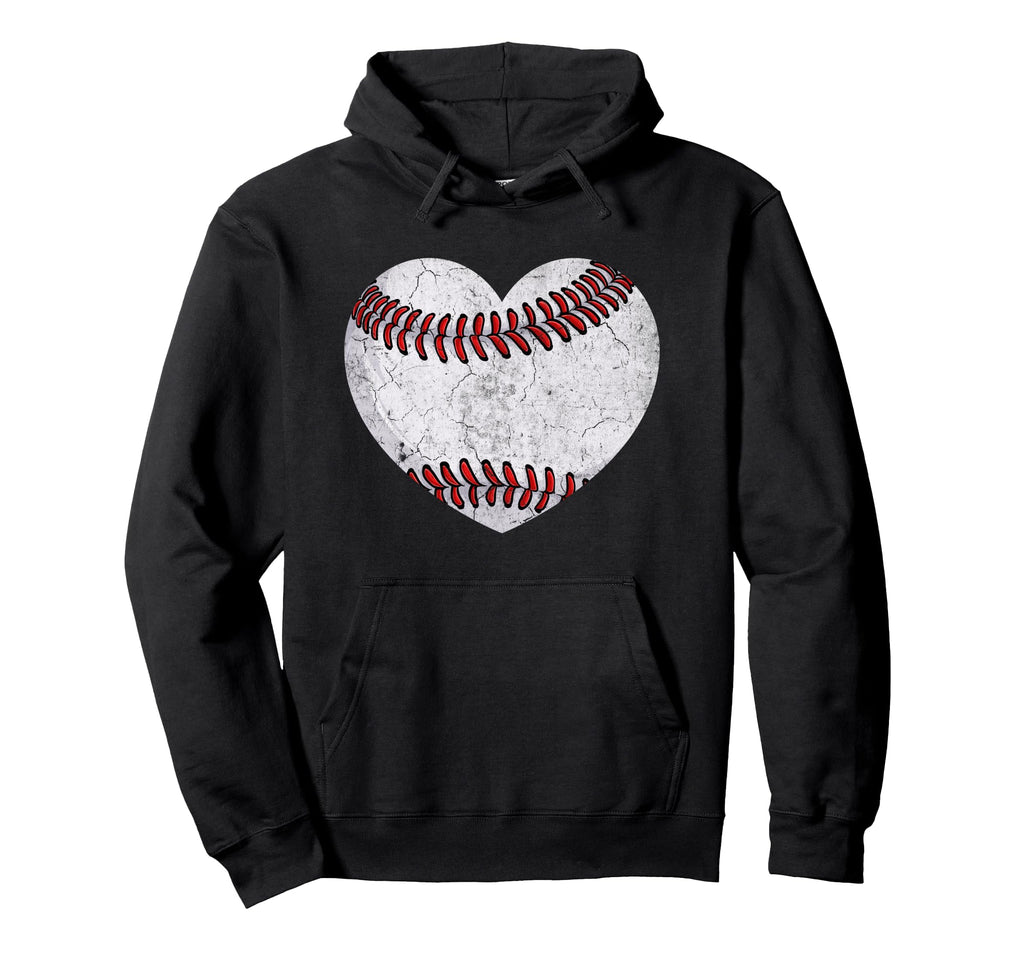 Distressed Heart Baseball Heart Mom Hoodie - Aesthetic Graphic Men Women - T-Shirt, Sweatshirt, Hoodie