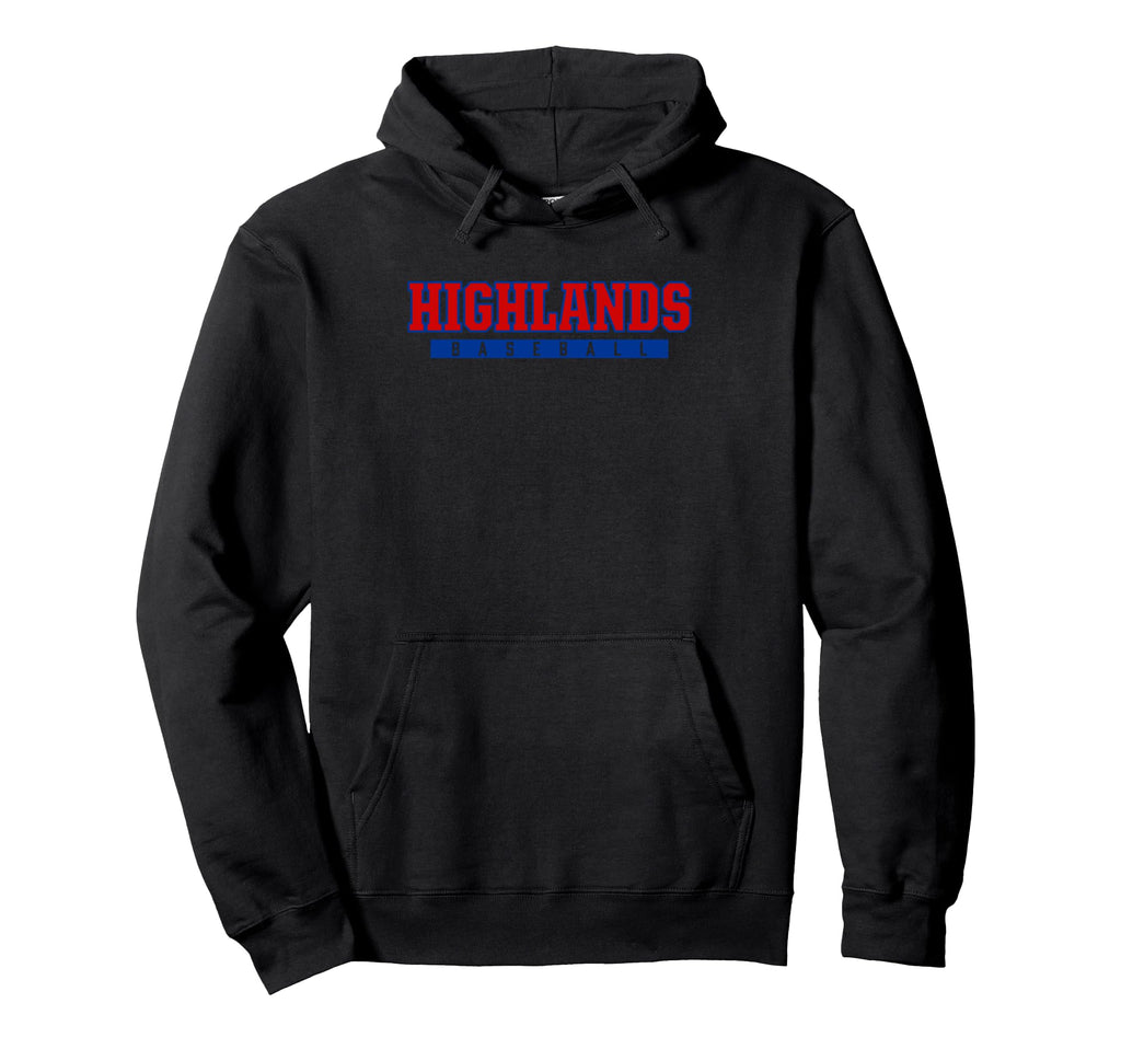 Highlands High School Baseball Hoodie - Graphic Print for Adults - T-Shirt, Sweatshirt, Hoodie