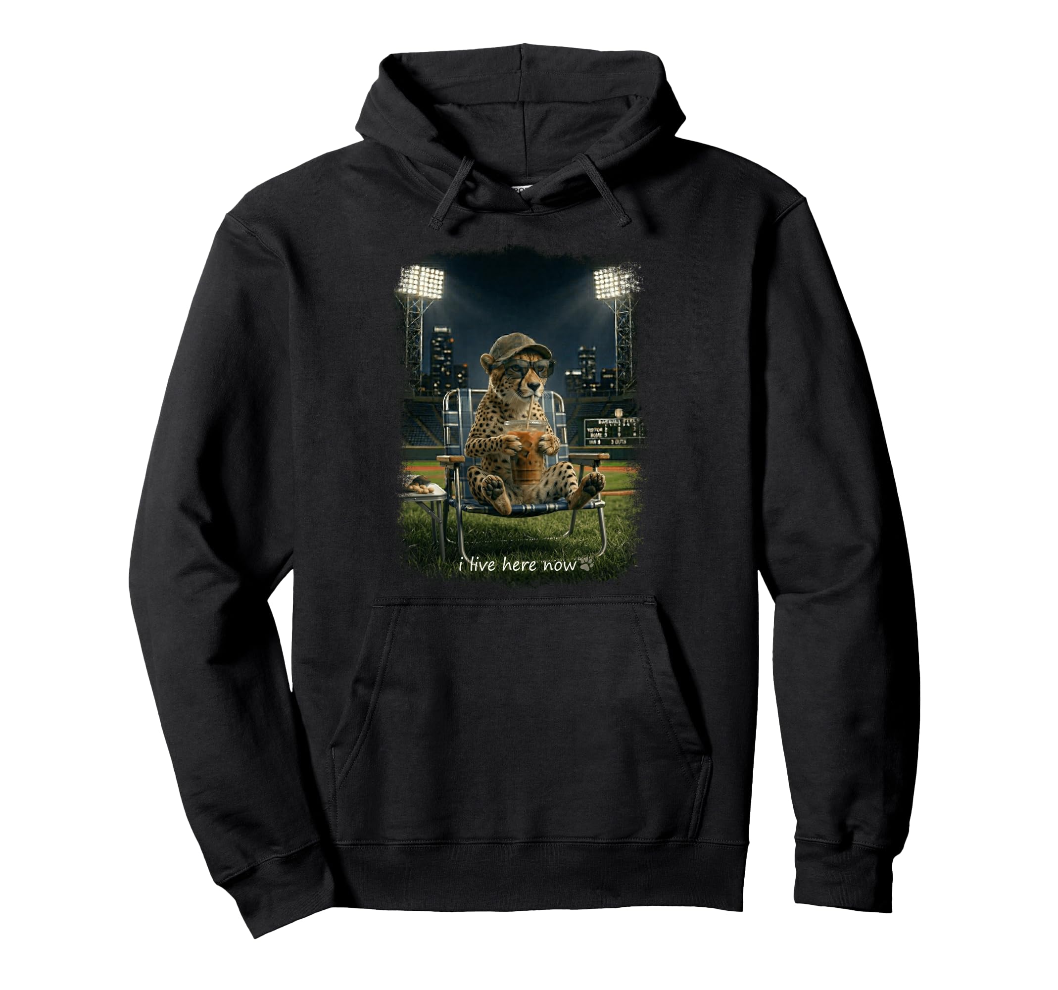 Funny Cheeta Ballfield Baseball Field I Hoodie - Fun Novelty Design Unisex - T-Shirt, Sweatshirt, Hoodie