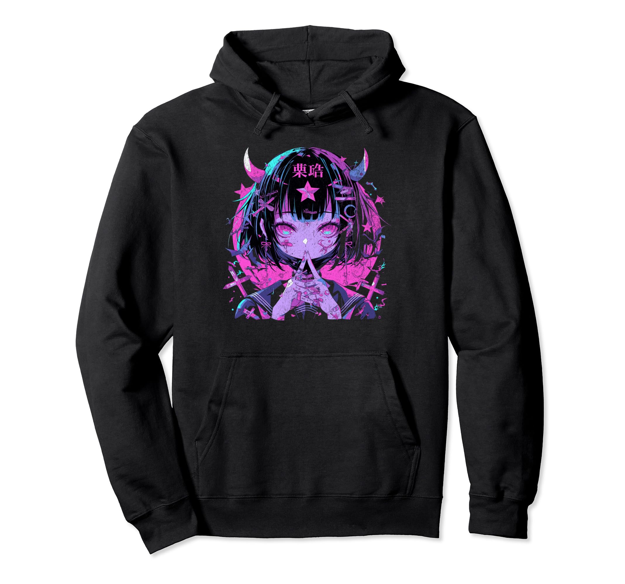 Goth Grunge Demon Anime Waifu Horror Alt Hoodie - Trendy Graphic Men Women - T-Shirt, Sweatshirt, Hoodie