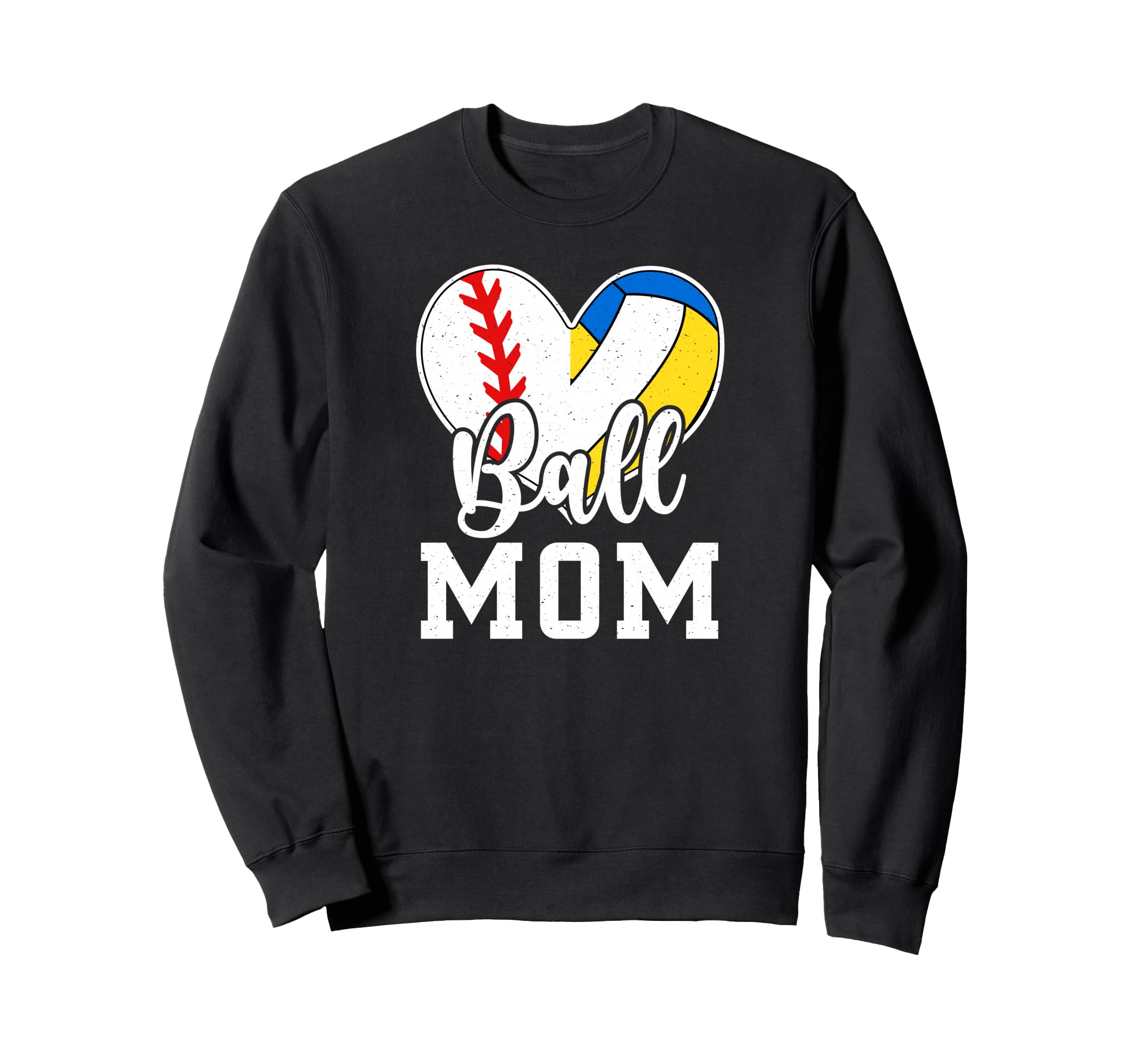 Ball Mom Heart Baseball Volleyball Mom Sweatshirt - Custom Art Print Unisex - T-Shirt, Sweatshirt, Hoodie