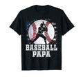 Baseball Papa Usa Flag Coach Fathers T-Shirt - Unique Graphic Men Women - T-Shirt, Sweatshirt, Hoodie