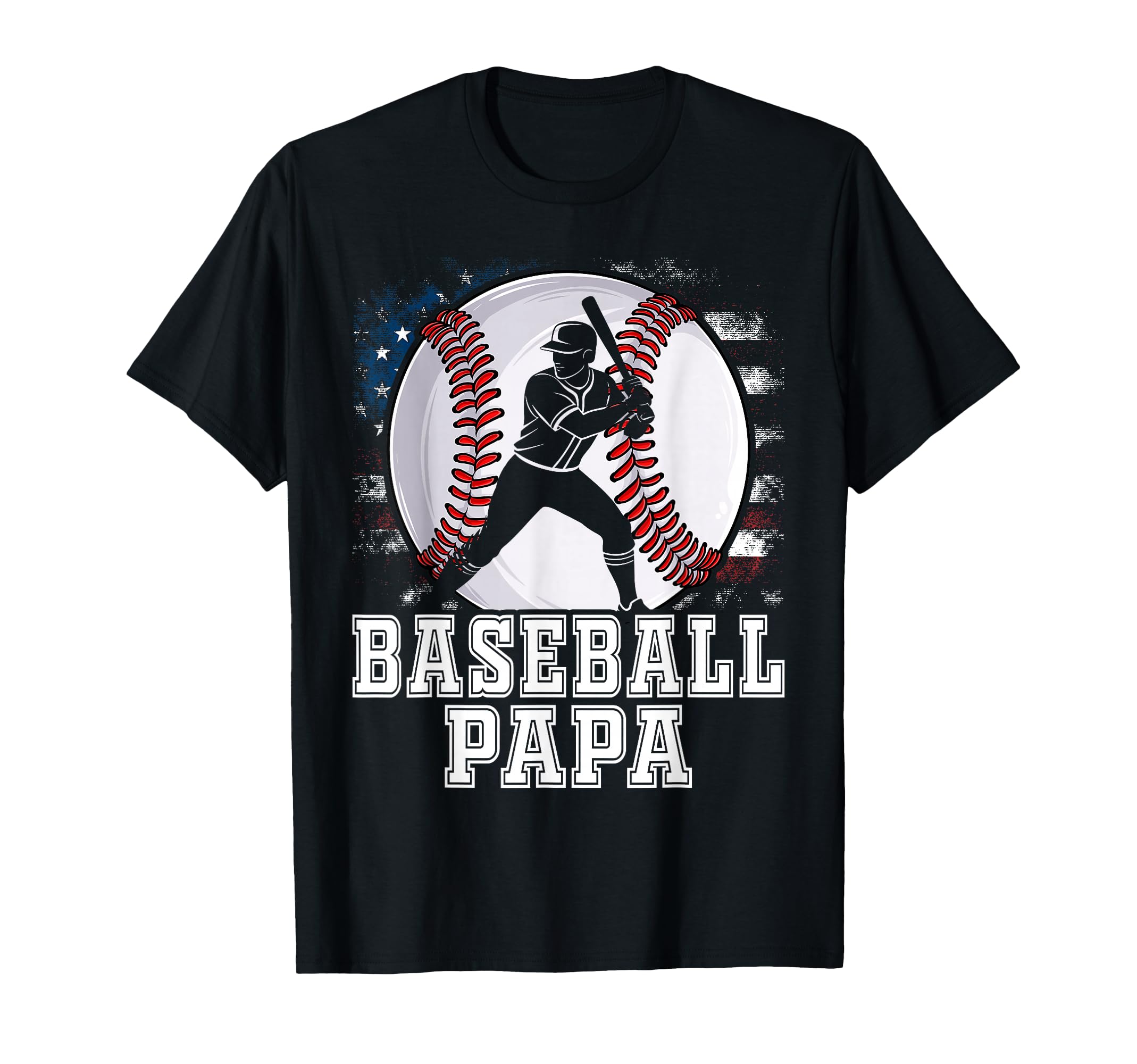 Baseball Papa Usa Flag Coach Fathers T-Shirt - Unique Graphic Men Women - T-Shirt, Sweatshirt, Hoodie