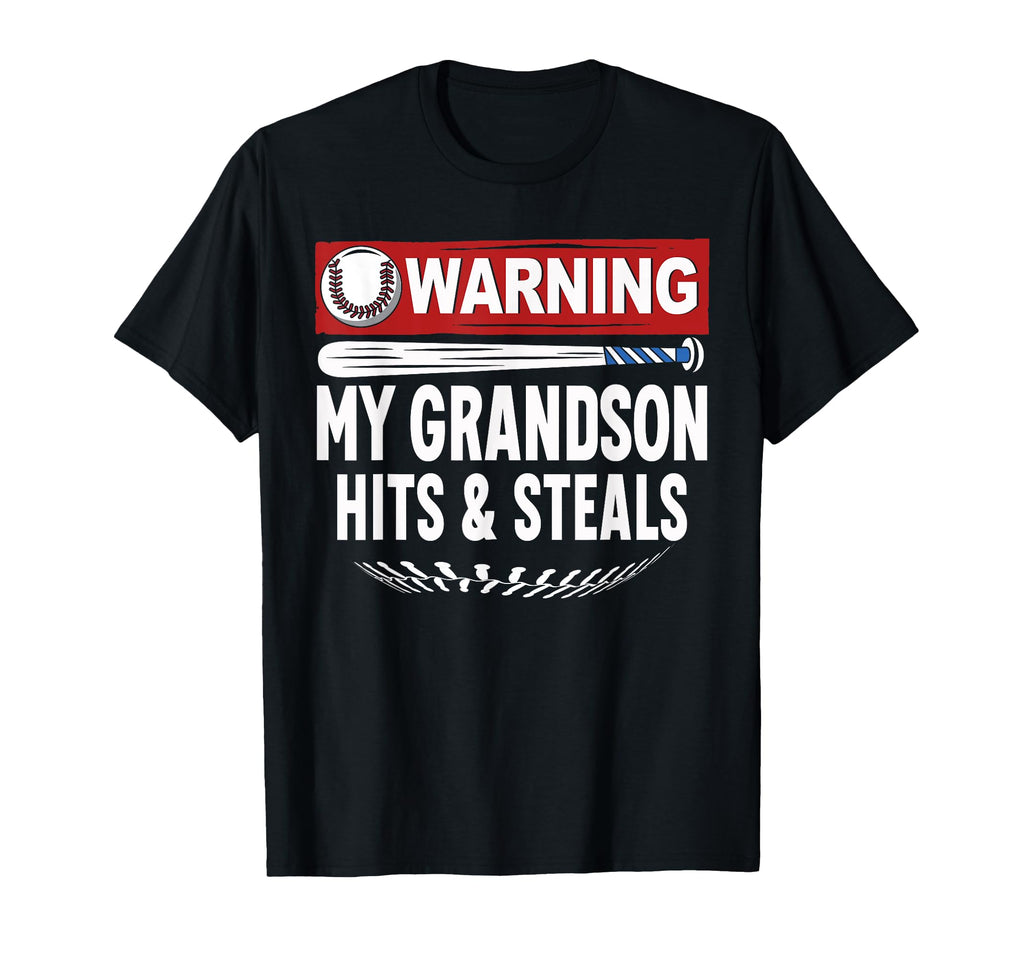 Warning My Grandson Hits Steals Funny T-Shirt - Custom Art Print Men Women - T-Shirt, Sweatshirt, Hoodie