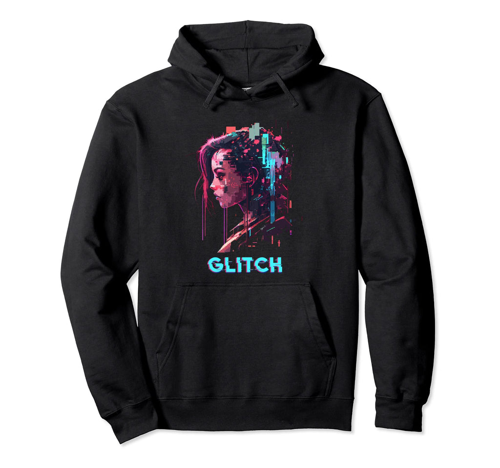 Glitch Pixel Art Cyber Vaporwave Sci Fi Hoodie - Streetwear Style Unisex - T-Shirt, Sweatshirt, Hoodie