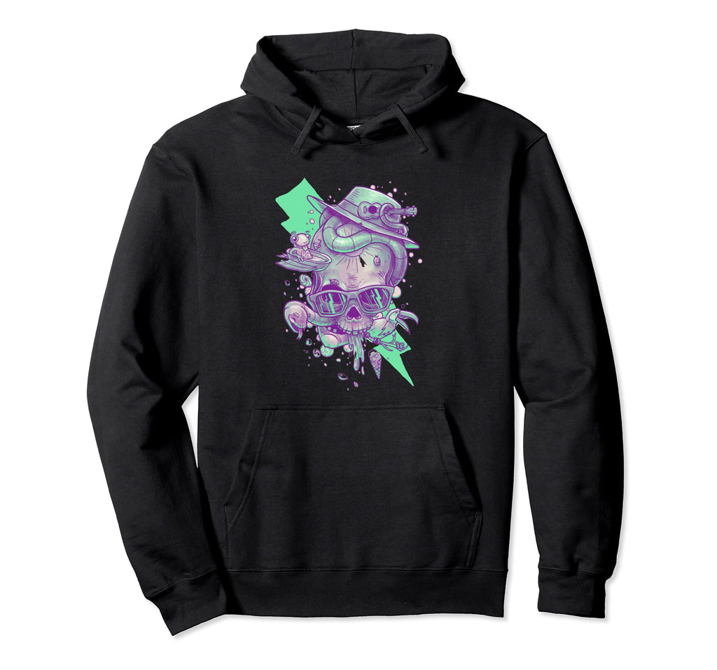 Vaporwave Skull Halloween Aesthetic Art Hoodie - Novelty Apparel Unisex - T-Shirt, Sweatshirt, Hoodie