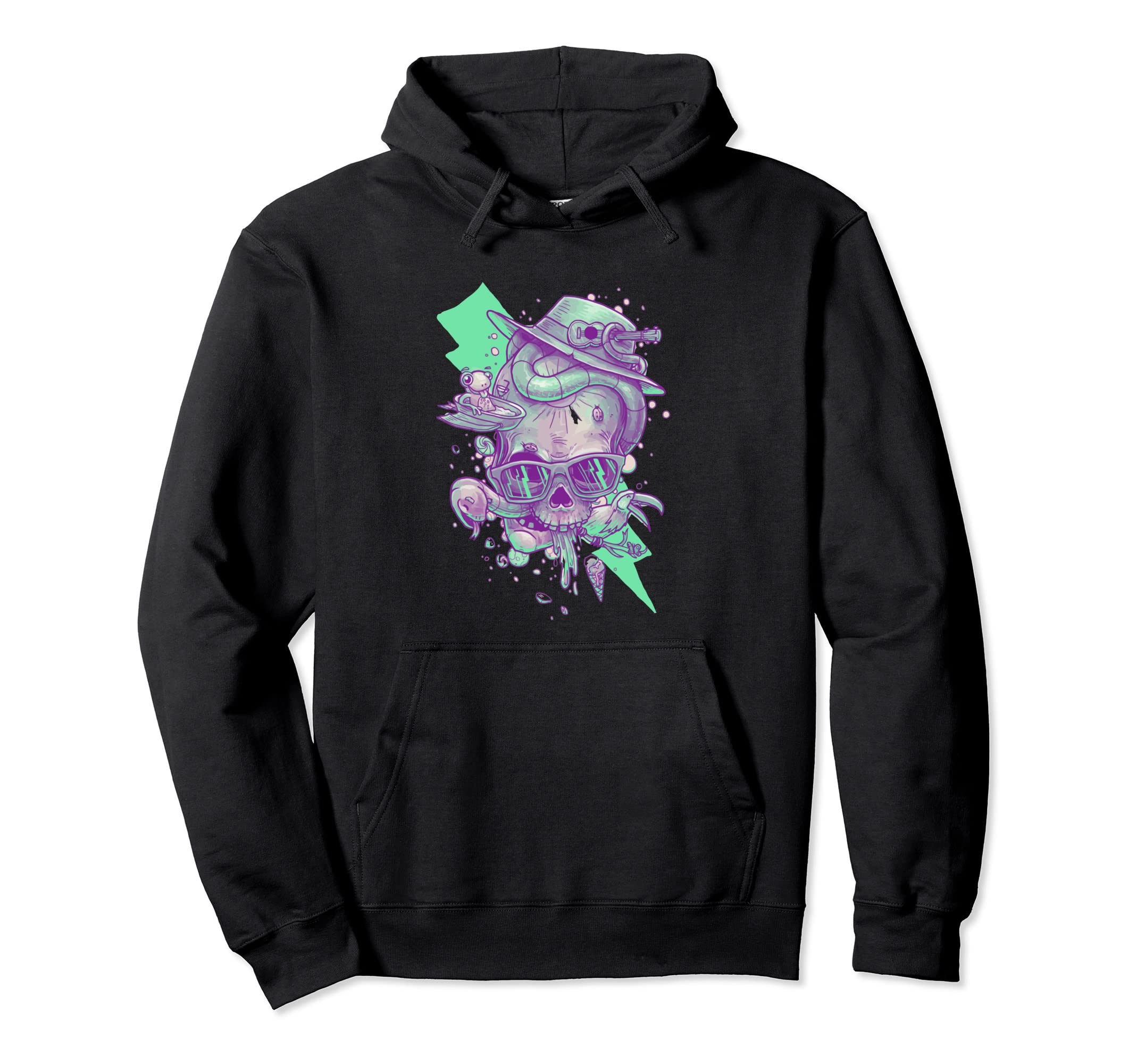 Vaporwave Skull Halloween Aesthetic Art Hoodie - Novelty Apparel Unisex - T-Shirt, Sweatshirt, Hoodie
