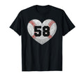 Baseball Number 58 Distressed Heart T-Shirt - Streetwear Style Men Women - T-Shirt, Sweatshirt, Hoodie