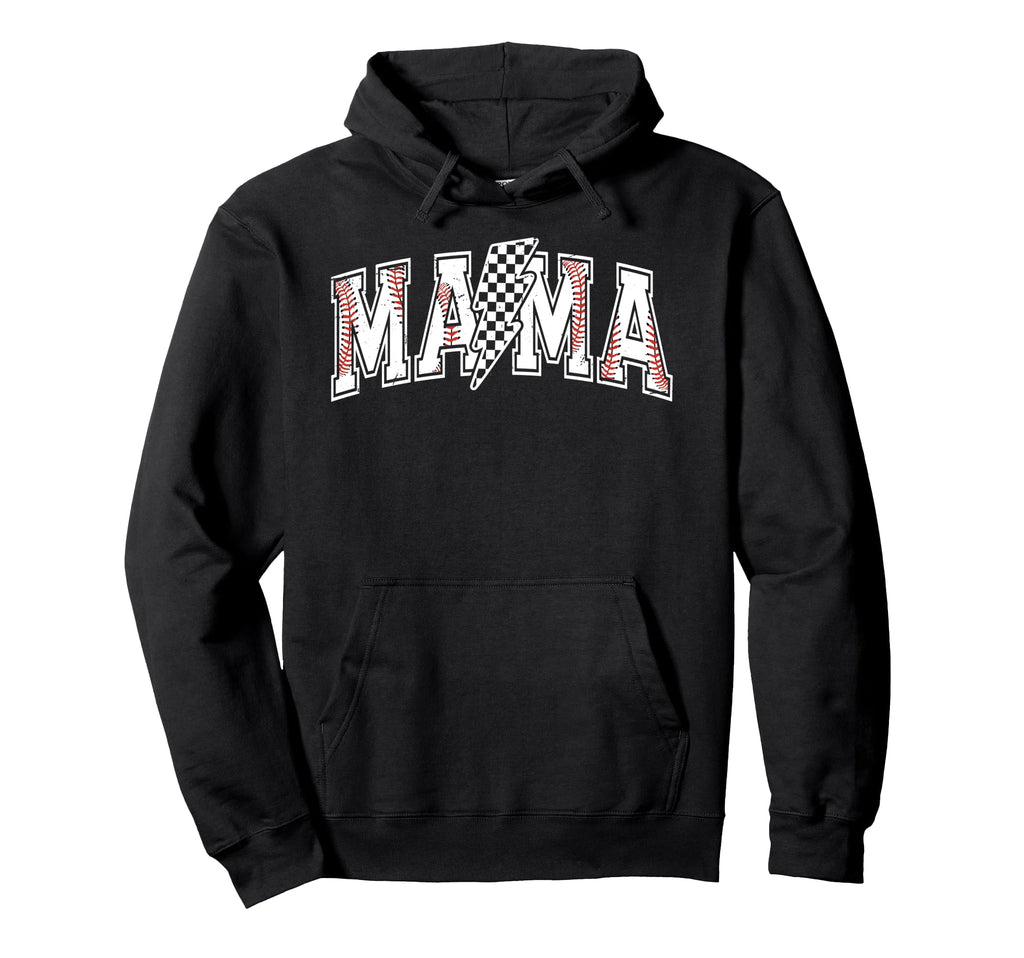 Checkered Baseball Mama Sports Mom Hoodie - Aesthetic Graphic Men Women - T-Shirt, Sweatshirt, Hoodie