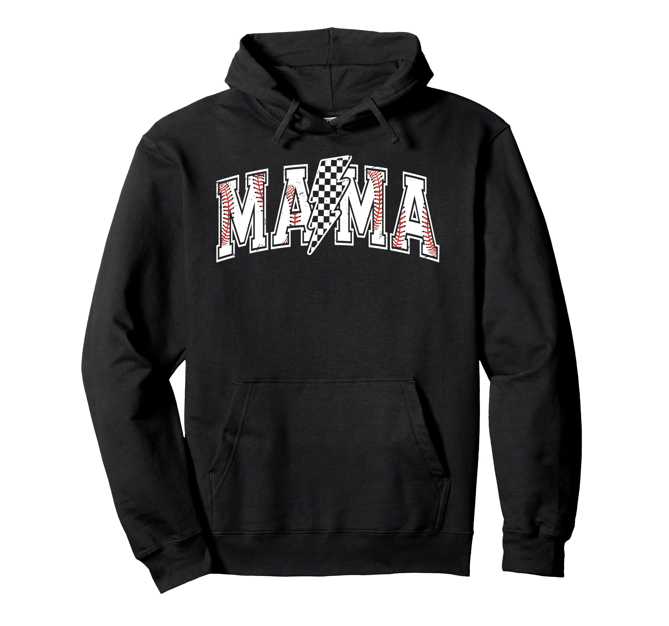 Checkered Baseball Mama Sports Mom Hoodie - Aesthetic Graphic Men Women - T-Shirt, Sweatshirt, Hoodie