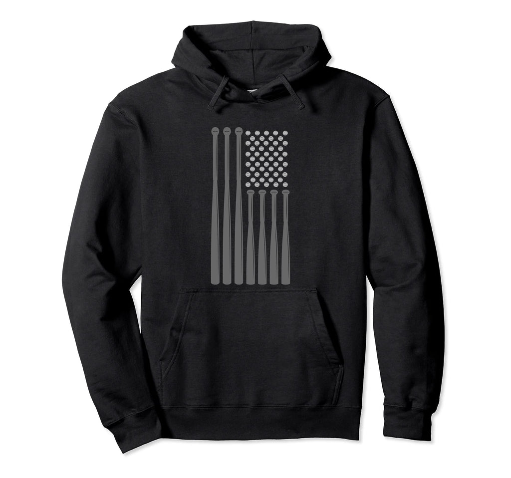 American Flag Baseball Baseball Hoodie - Unique Graphic Unisex - T-Shirt, Sweatshirt, Hoodie