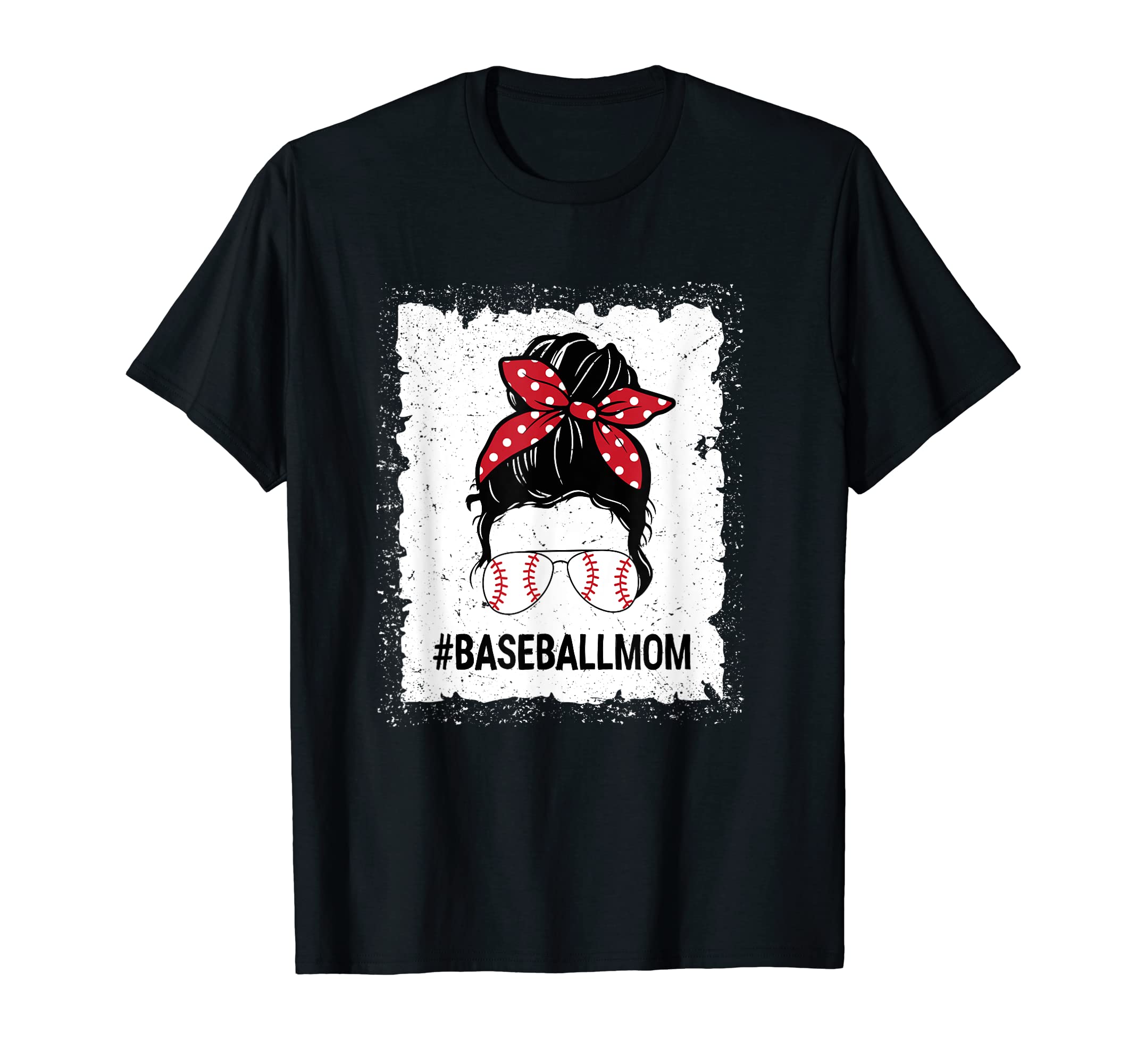 Bleached Baseball Mom Messy Bun Softball T-Shirt - Minimalist Print Unisex - T-Shirt, Sweatshirt, Hoodie