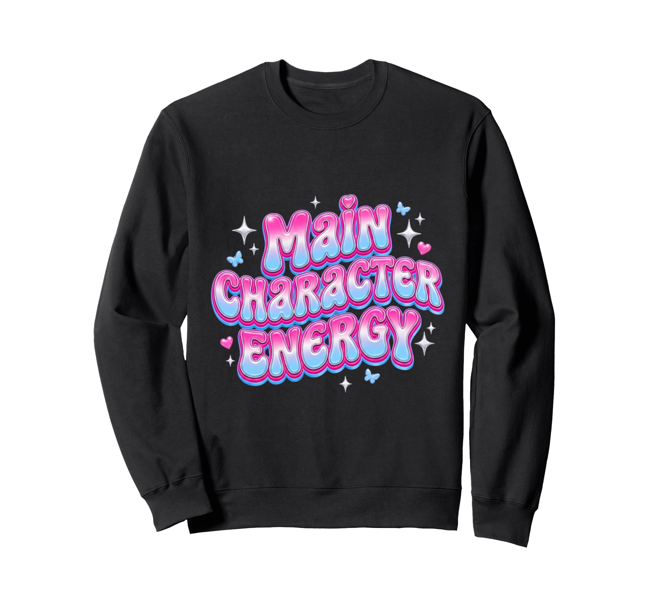 Main Character Energy Groovy Y2K Sweatshirt - Minimalist Print Men Women - T-Shirt, Sweatshirt, Hoodie