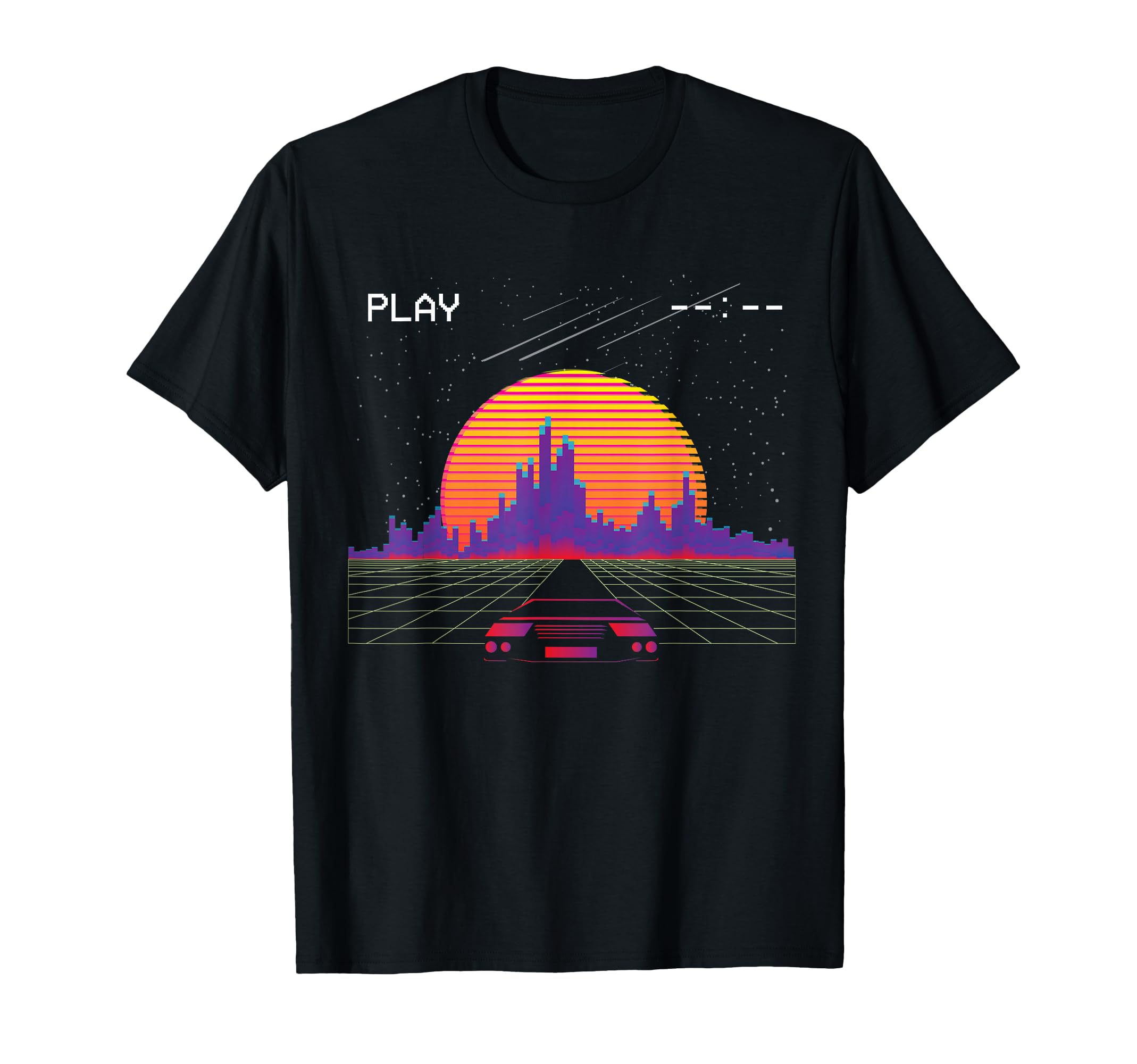 Cyberpunk Outrun Synthwave Sunset T-Shirt - Fun Novelty Design Men Women - T-Shirt, Sweatshirt, Hoodie