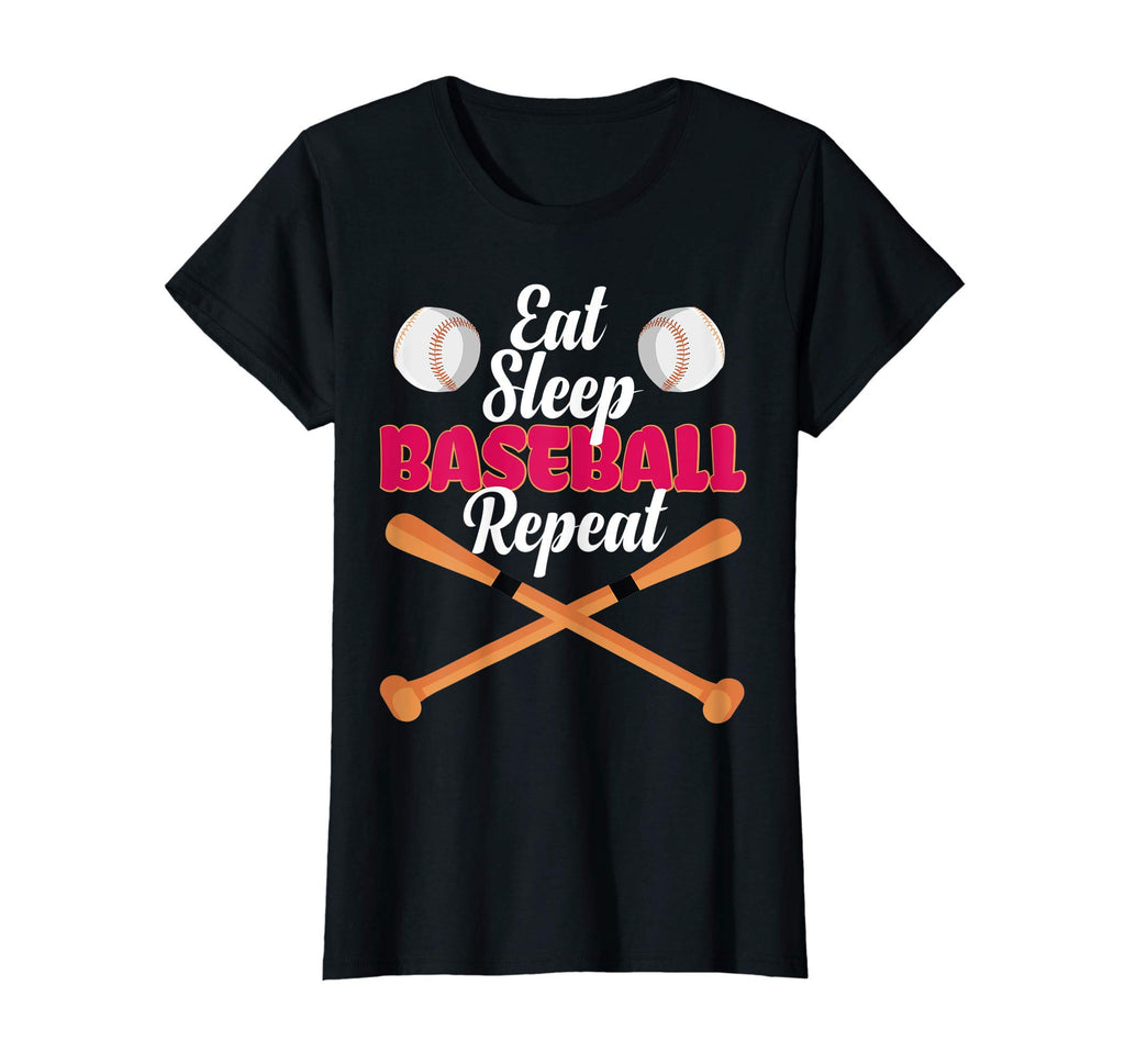 Womens Eat Sleep Baseball Repeat Gift T-Shirt - Trendy Graphic Men Women - T-Shirt, Sweatshirt, Hoodie
